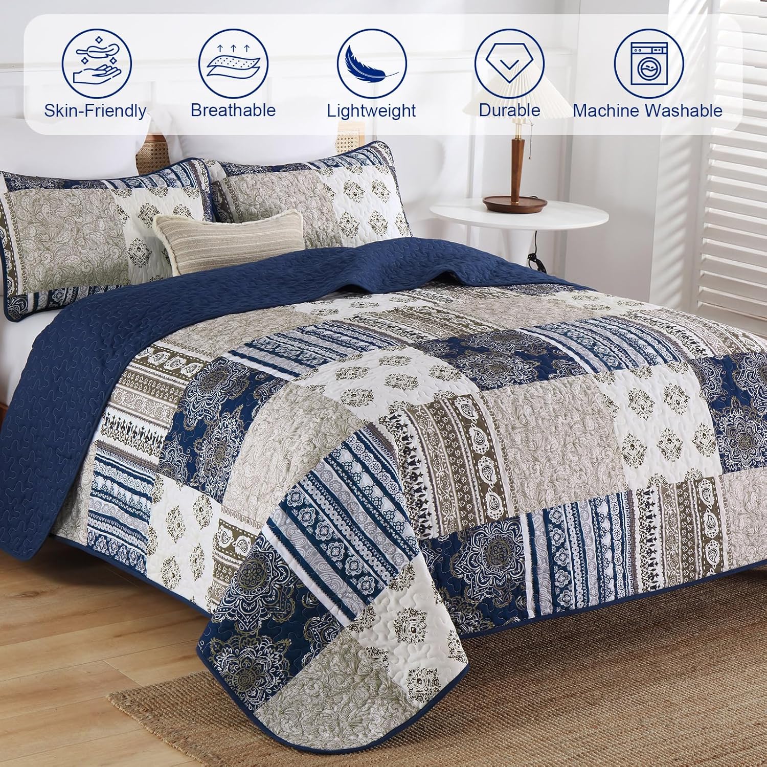 Dintszyayue Boho Quilt Set King Size 3 Piece