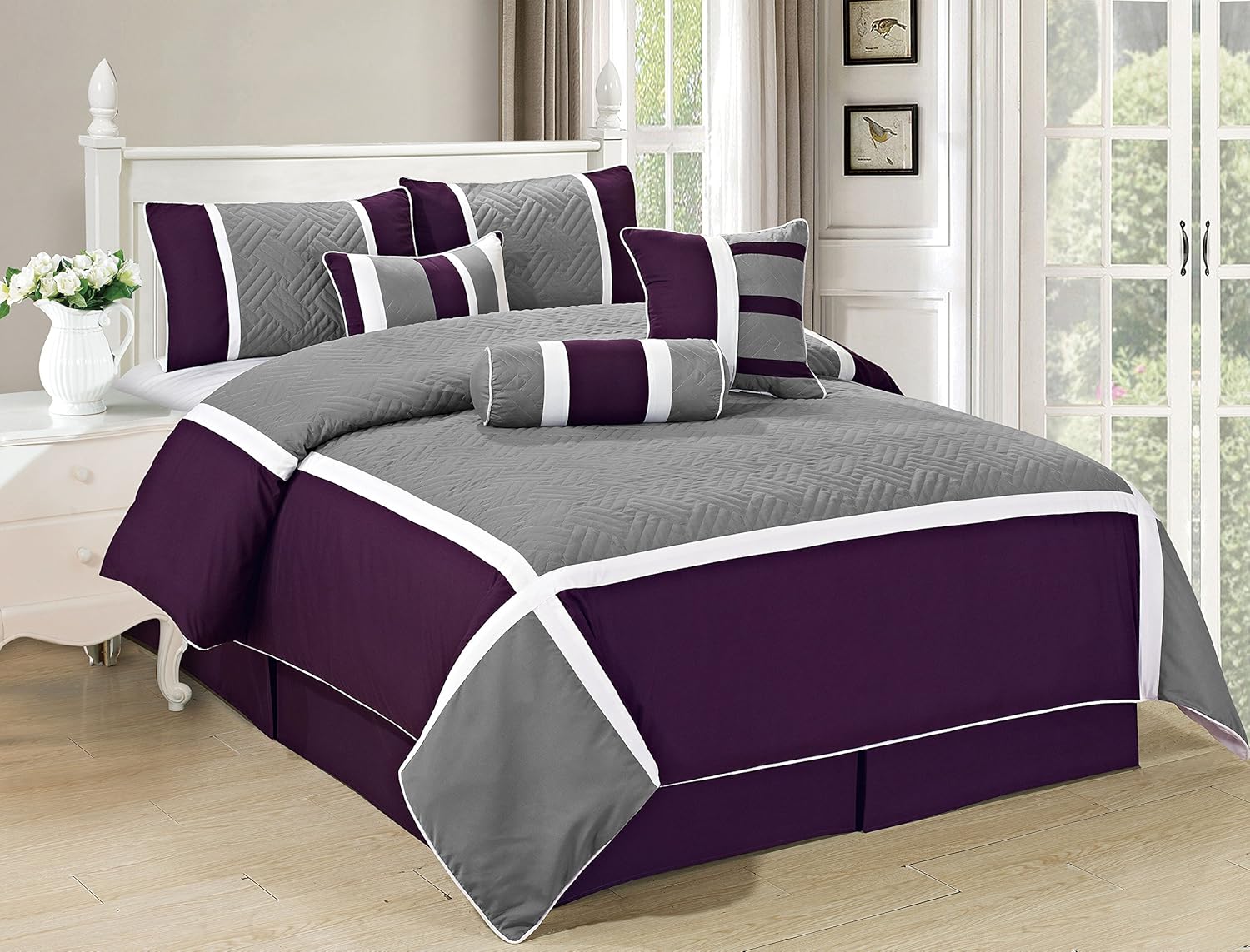 All American Collection 7 Piece Embroidered Comforter Set 1