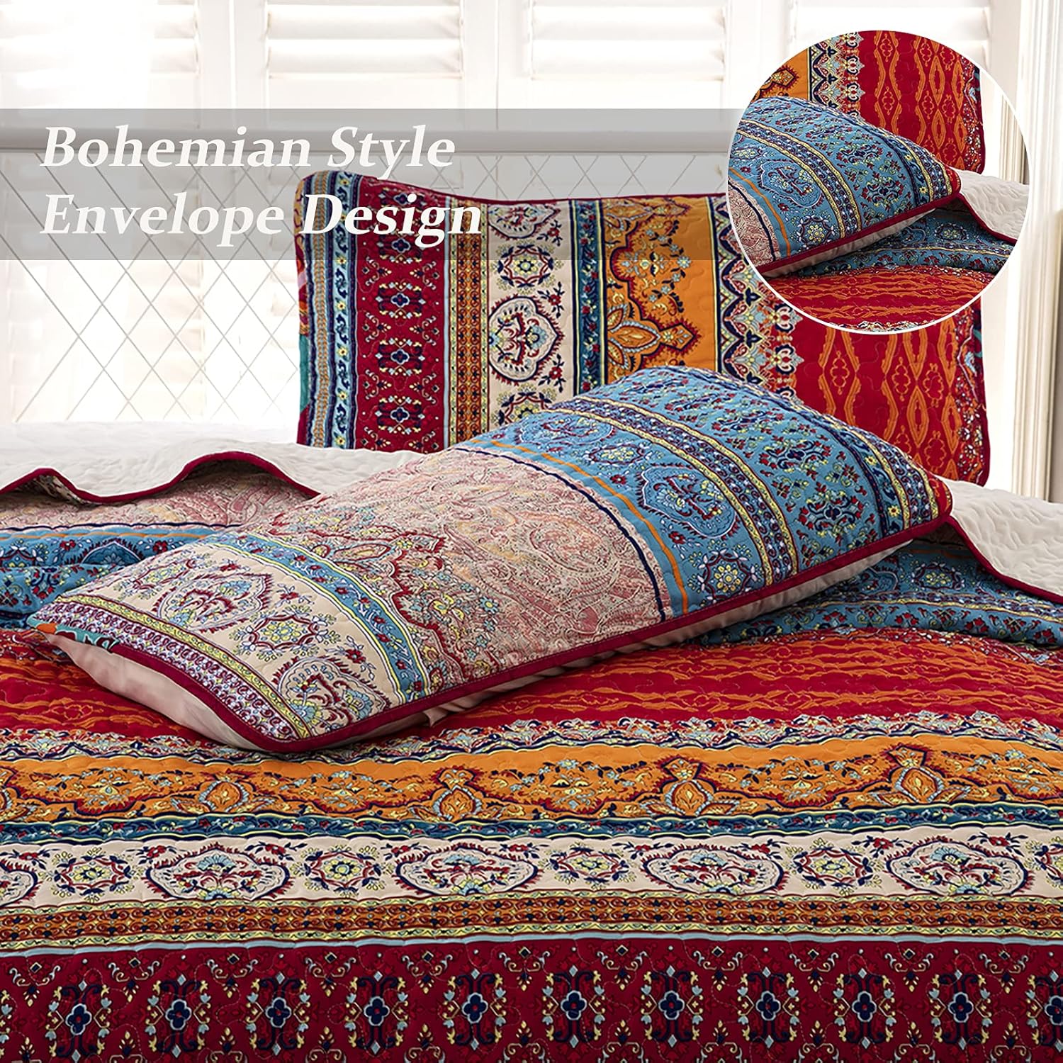 Wongs Bedding Bohemian Quilt Set California King