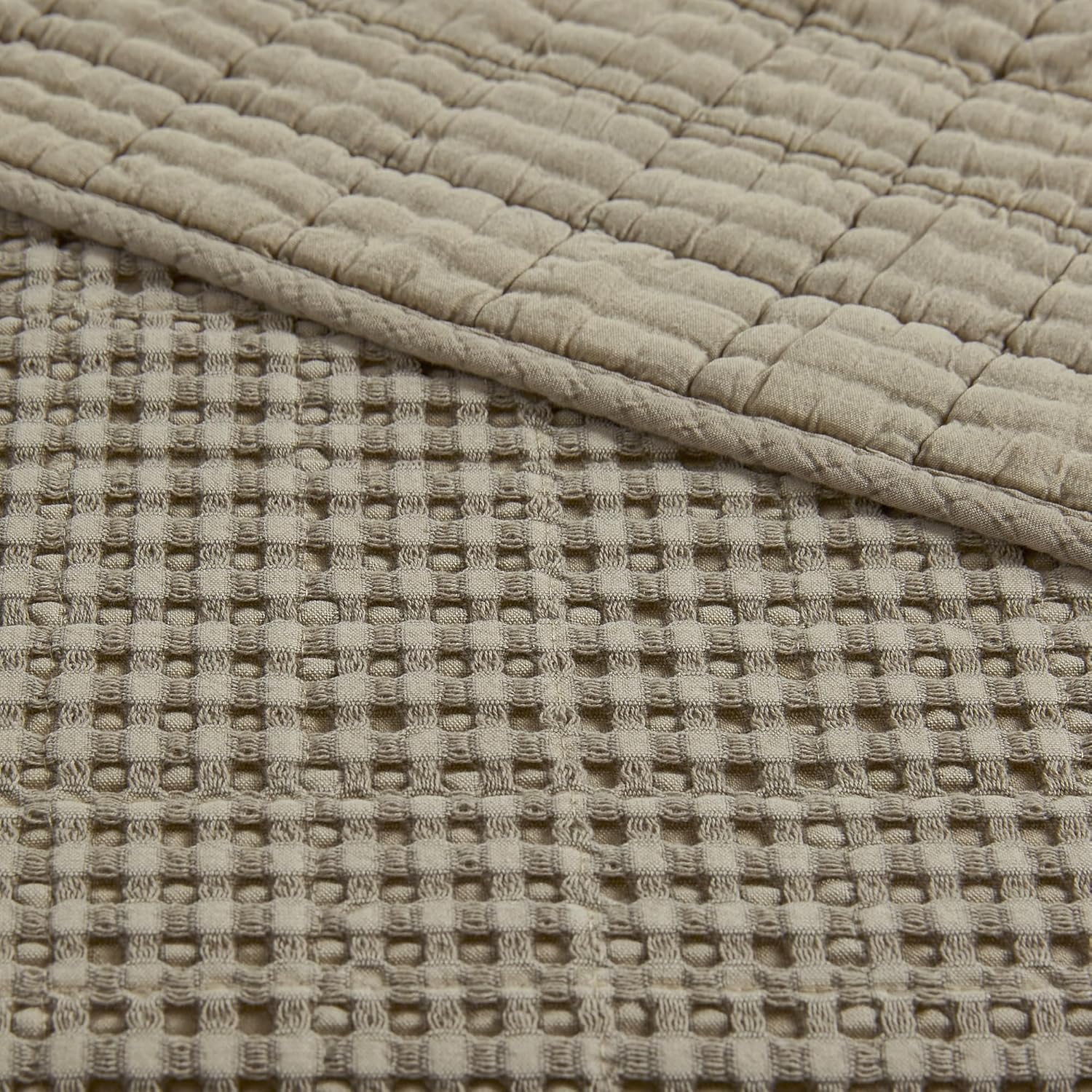 Levtex Home Mills Waffle Twin Quilt Set Taupe 1