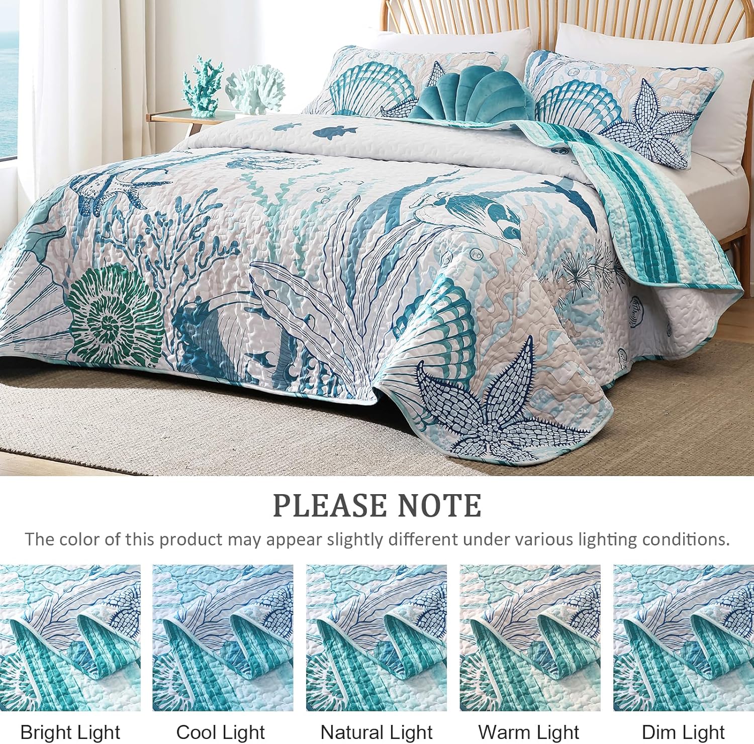 Coastal Quilts King Size 3 Piece Bedding Set