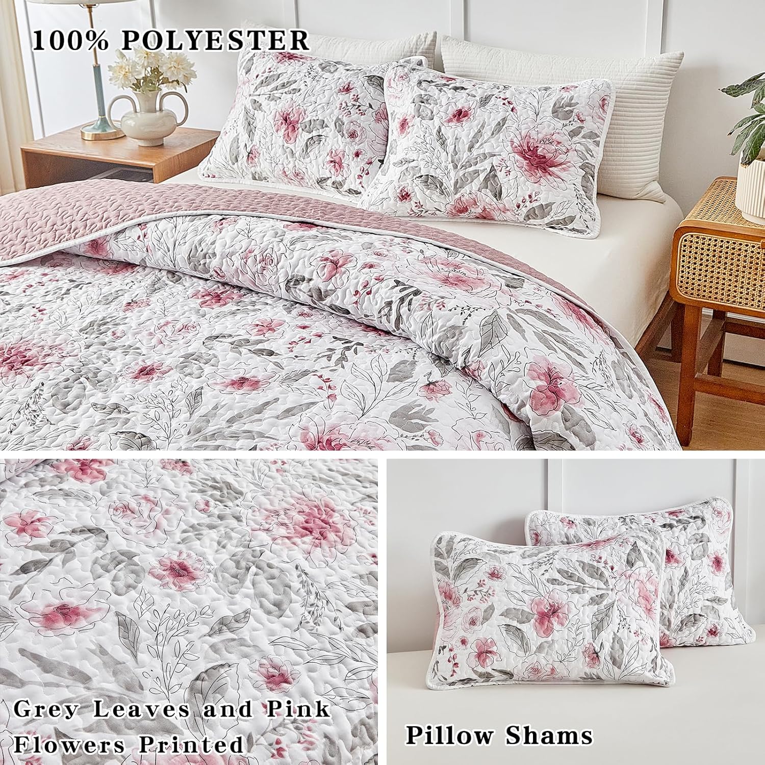 Flysheep Botanical Quilt Set Twin Size 2 Pieces