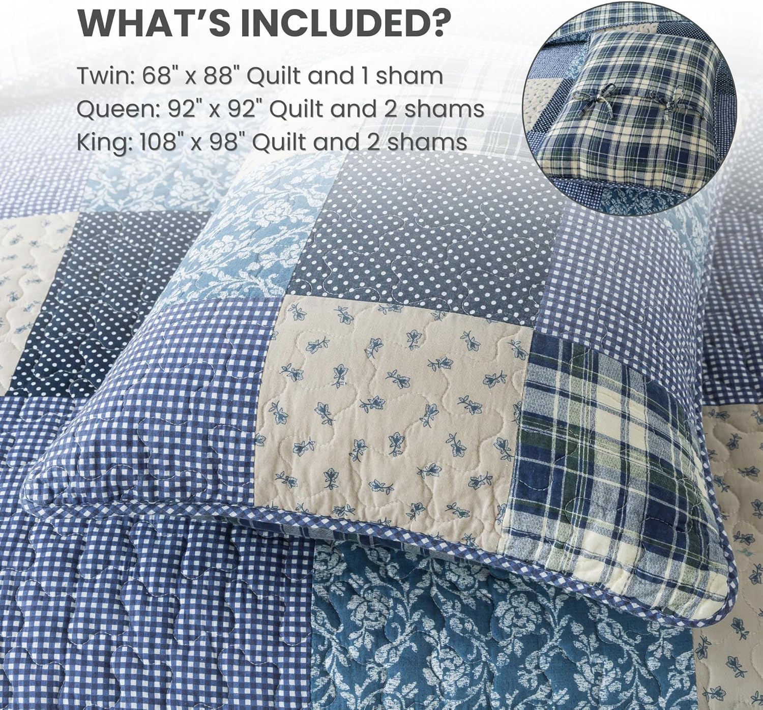 SLPR Blue Symphony Cotton Quilt Set Queen with 2 Shams