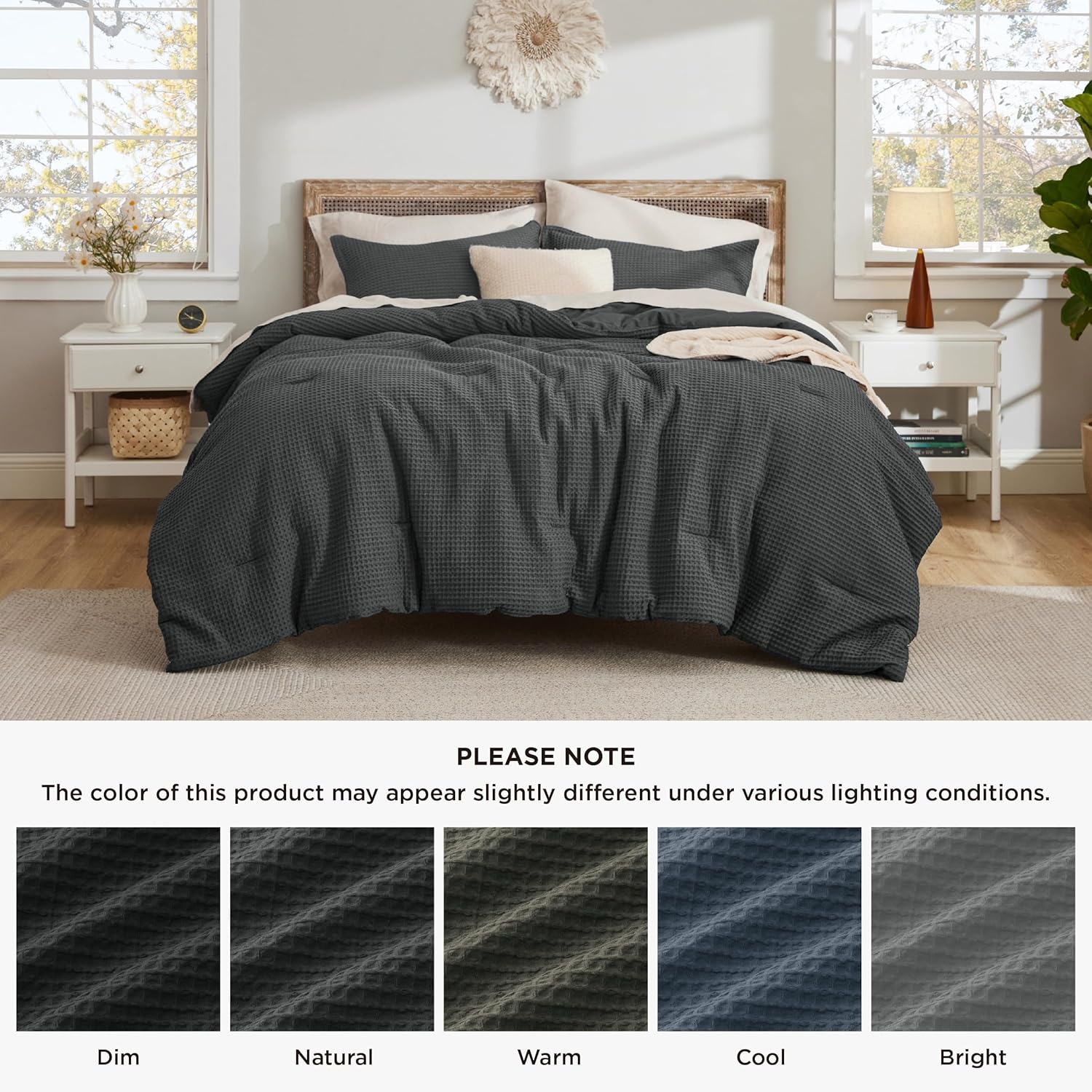 Bedsure Waffle Comforter Set California King