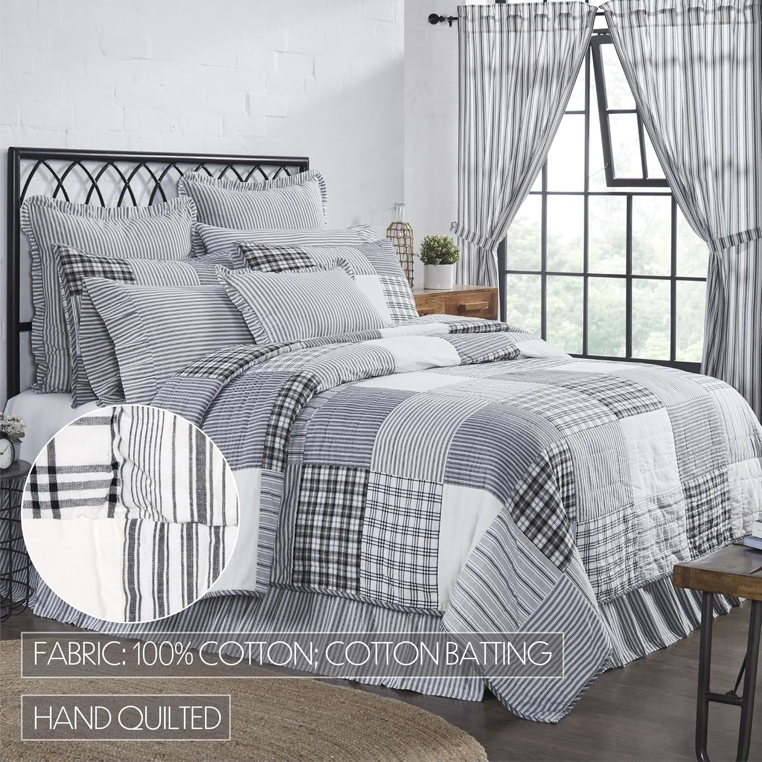 VHC Brands Sawyer Mill Black Quilt Set 3 Piece