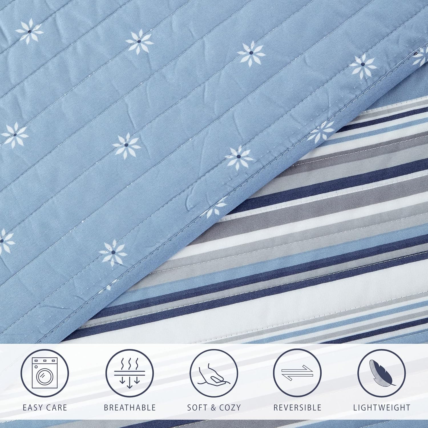 Market Place 3 Piece Reversible Quilt Set with Shams