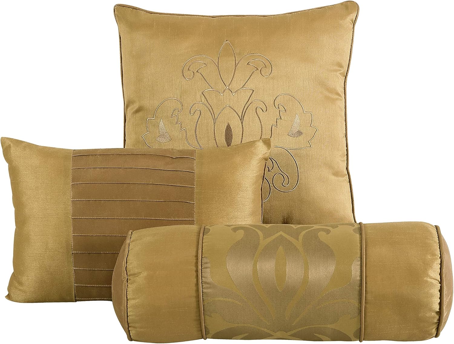 Chezmoi Collection 7-Piece Comforter Set California King Gold