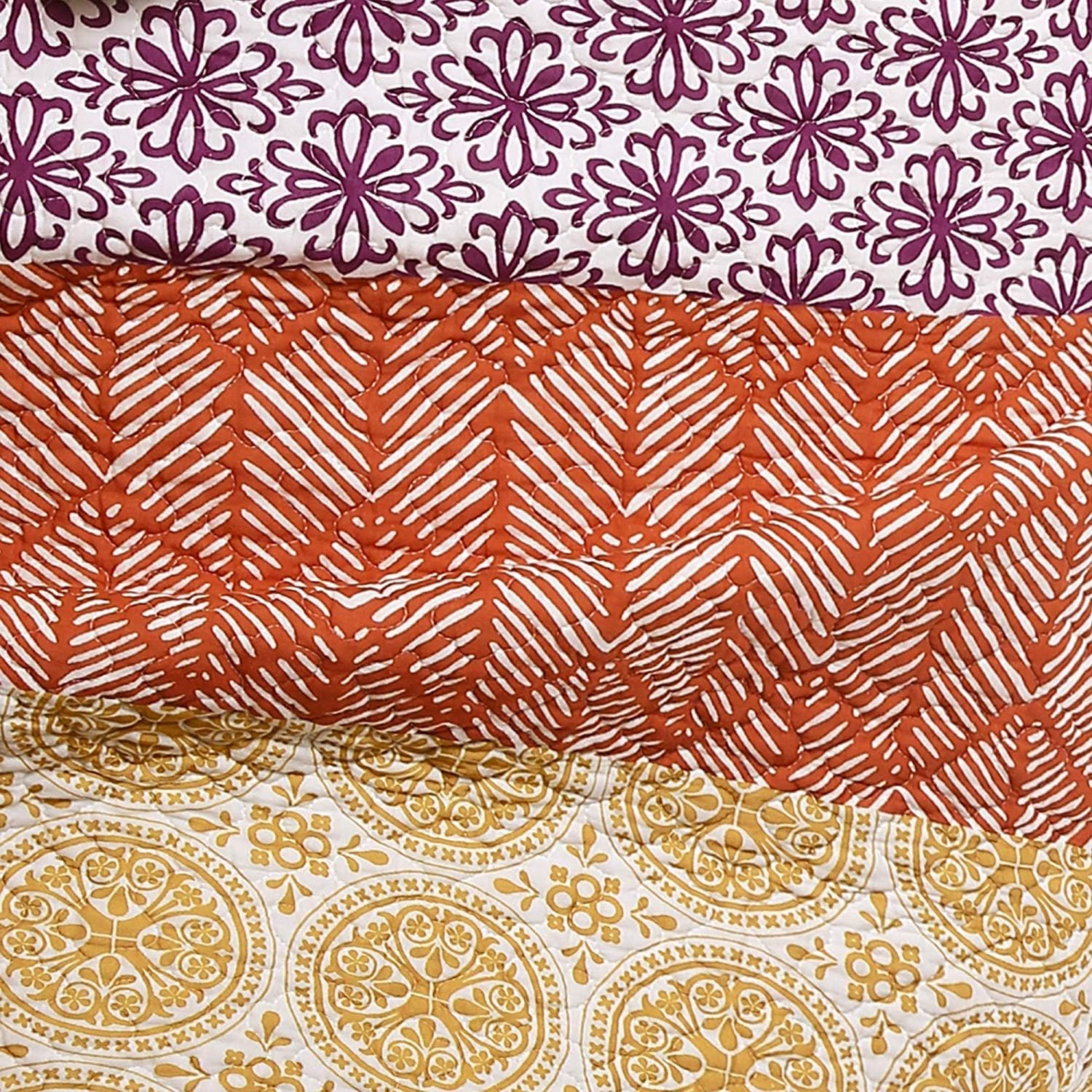 Lush Decor Bohemian Stripe Reversible Quilt Set 3 Piece