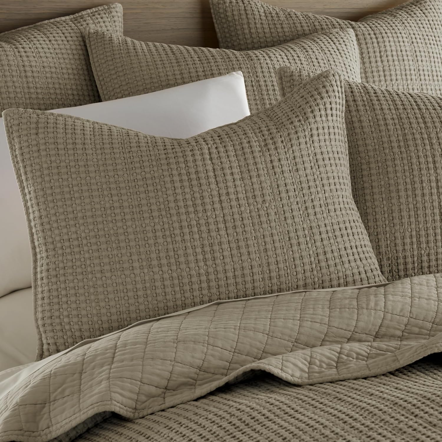 Levtex Home Mills Waffle Twin Quilt Set Taupe 1