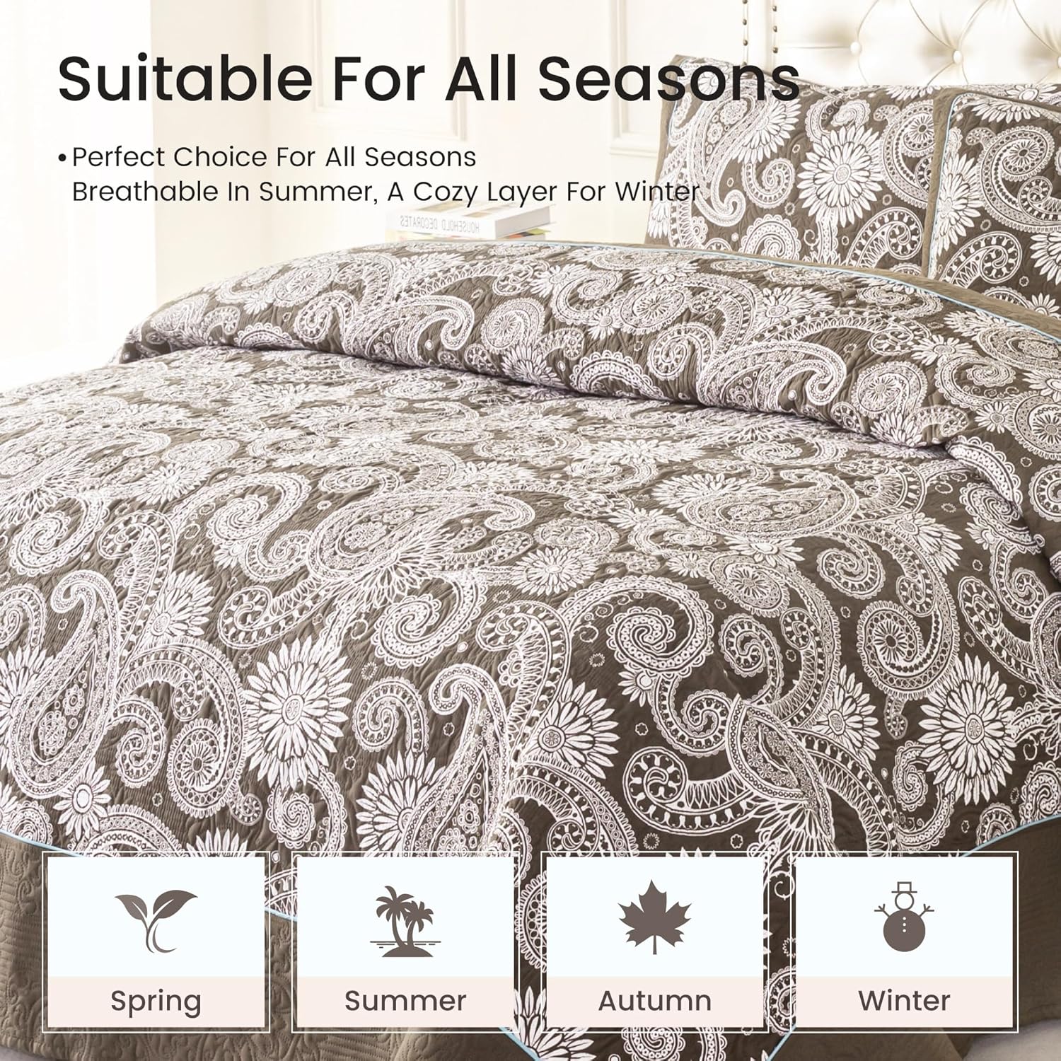 Sophia William Khaki Patchwork Quilt Set