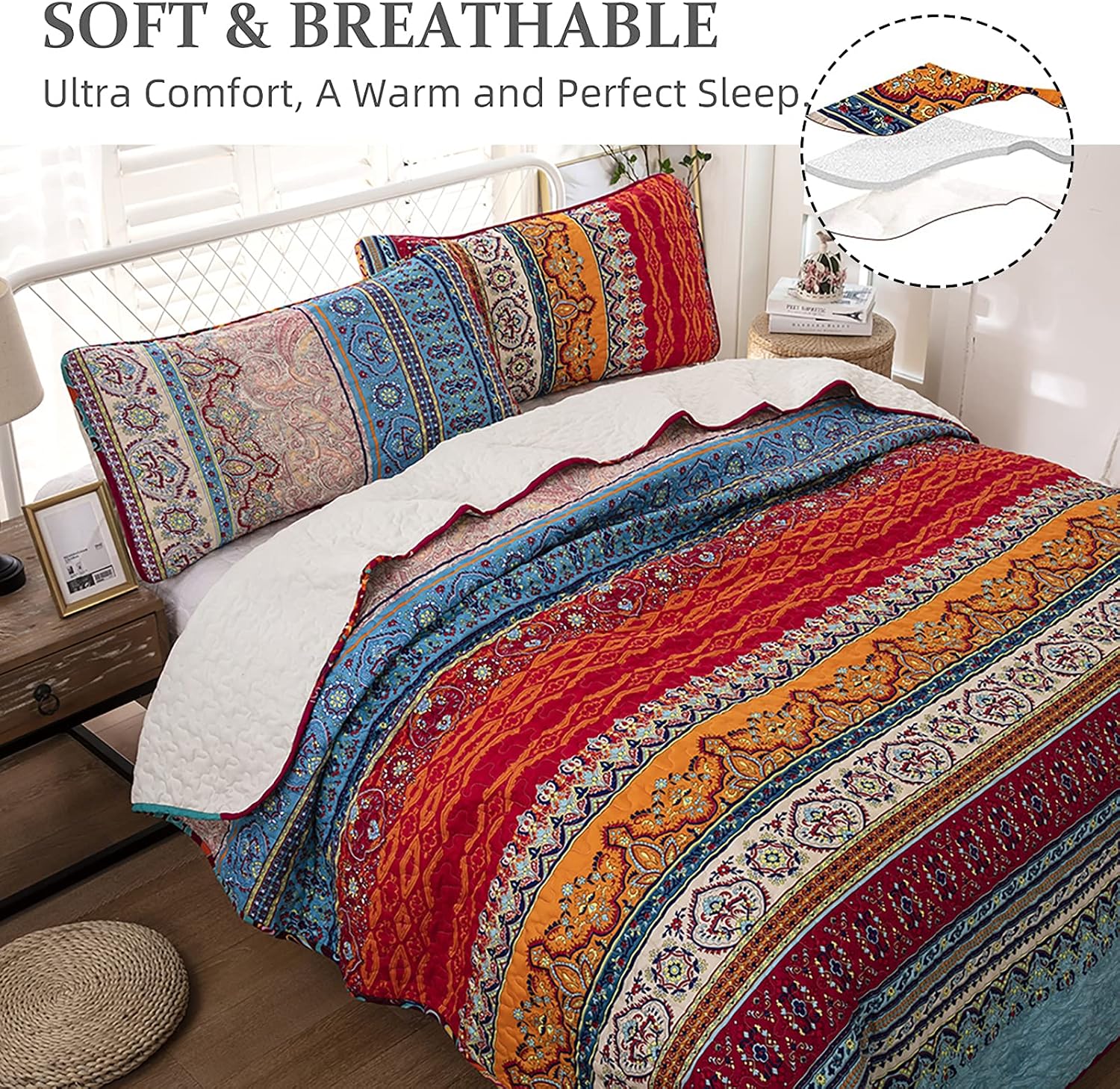 Wongs Bedding Bohemian Quilt Set California King