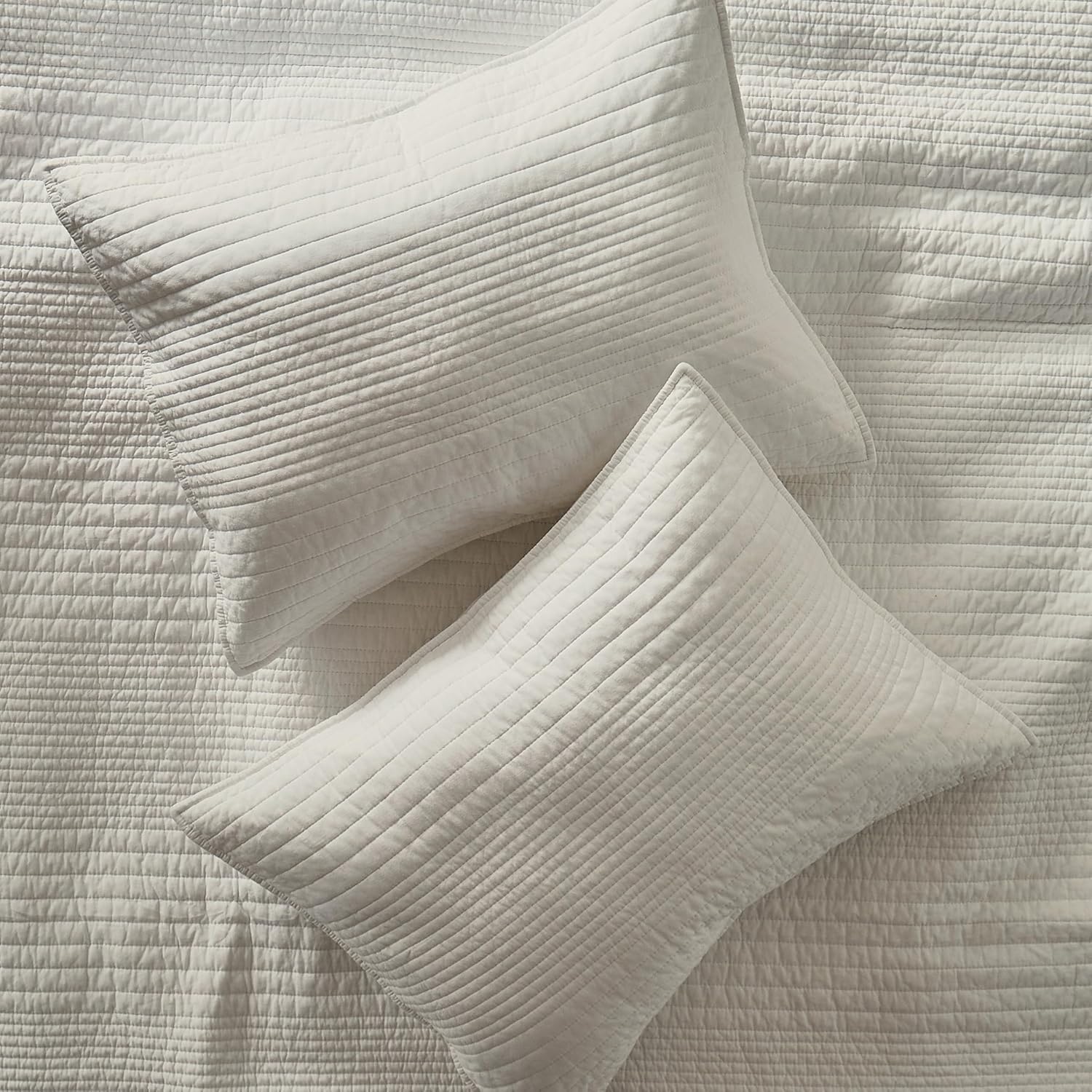 Palassio Striped Beige Cotton Quilt Cal King Set