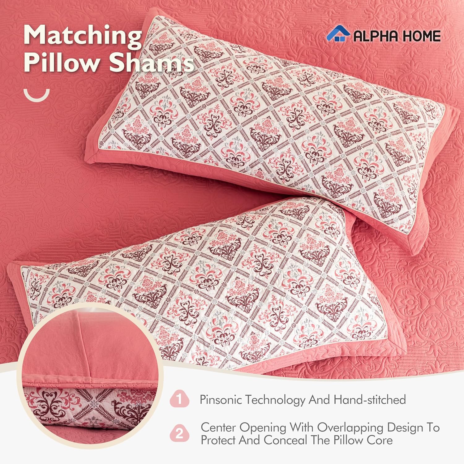 ALPHA HOME Lightweight Quilt Set - Reversible All-Season 3-Piece