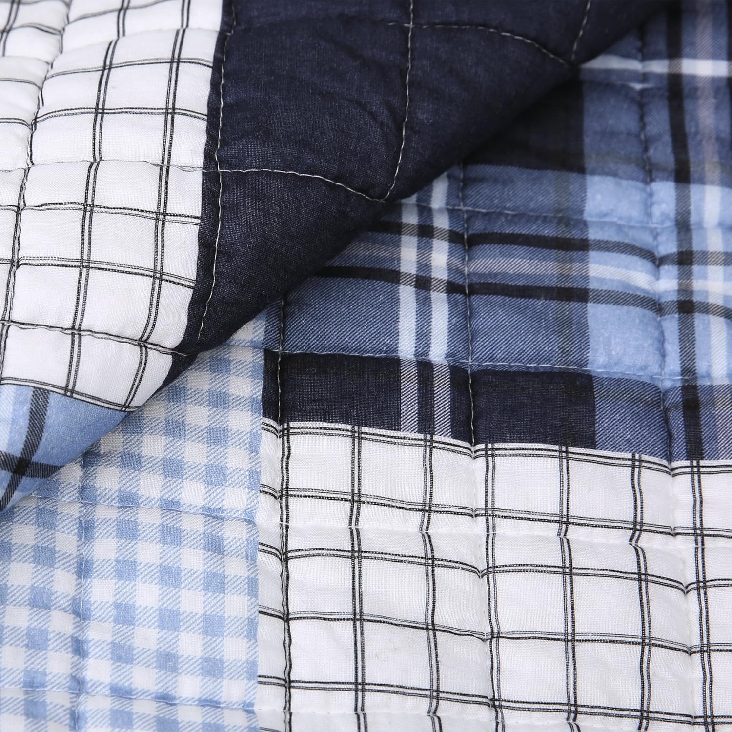 Lush Decor Navy Greenville 3 Piece Quilt Set