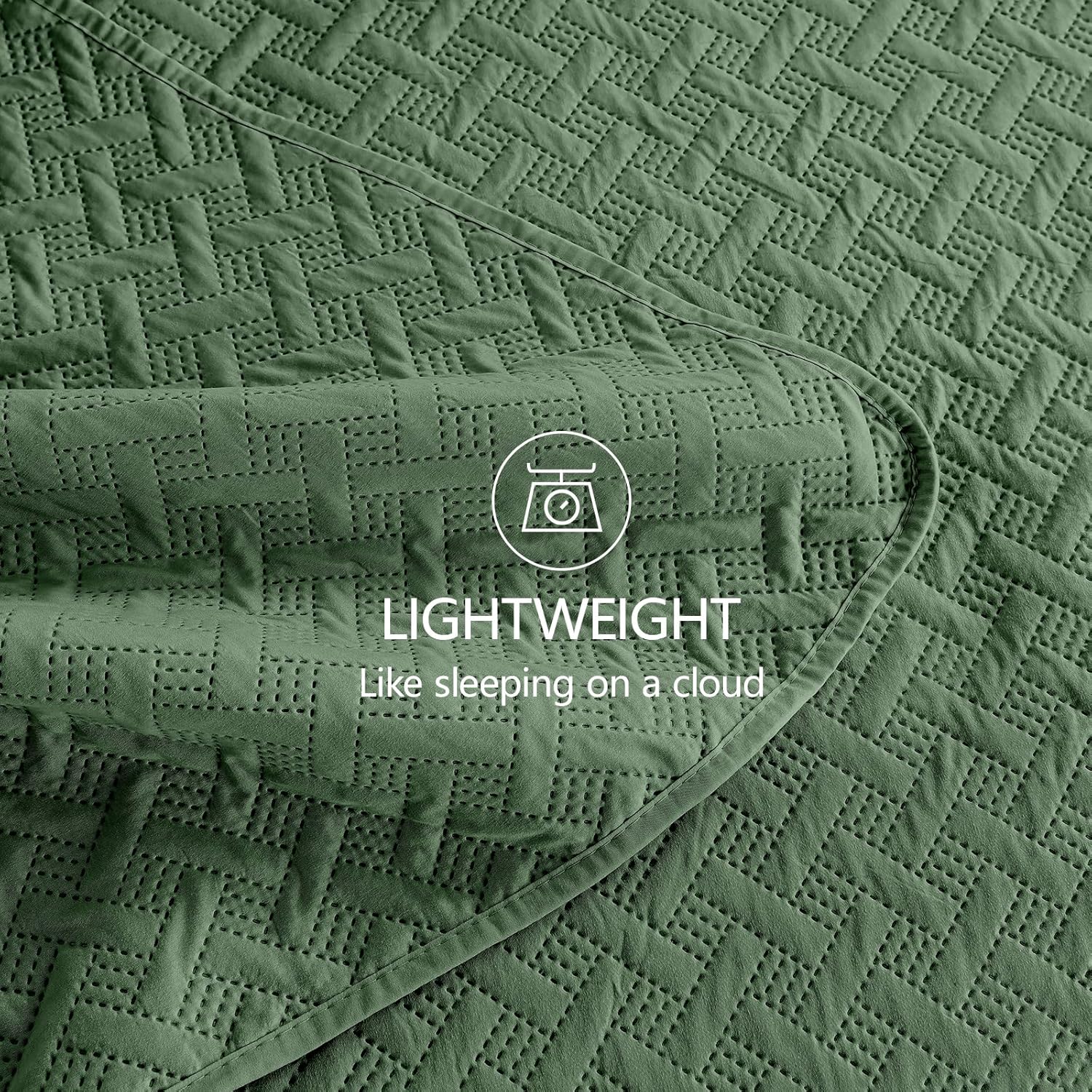 FLYMME Queen Quilt Olive Green Set with Shams