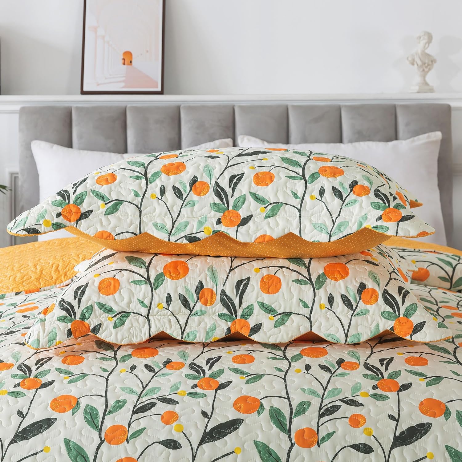 HoneiLife Floral Quilt Set King Size 3-Piece