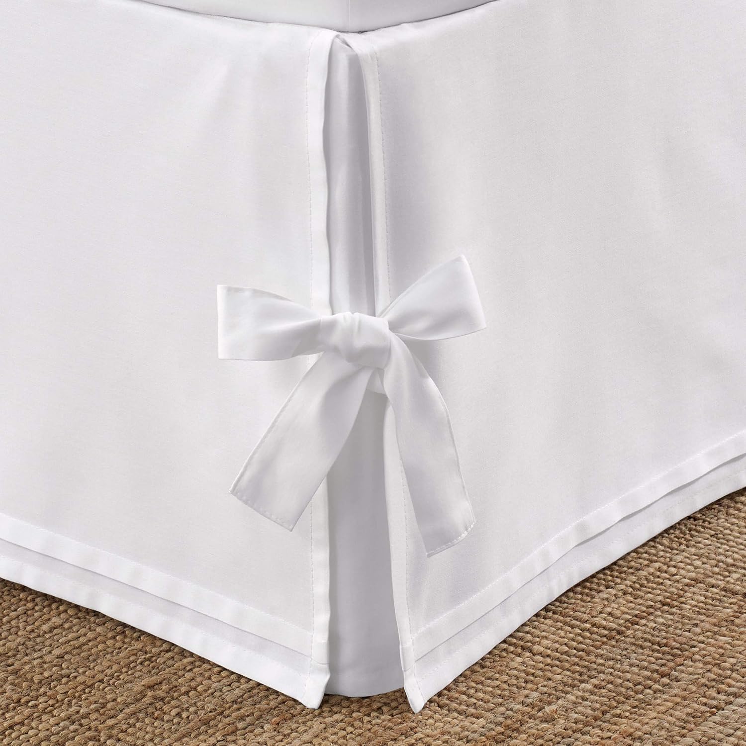 Laura Ashley Twin Bedskirt White Smooth Cotton Sateen