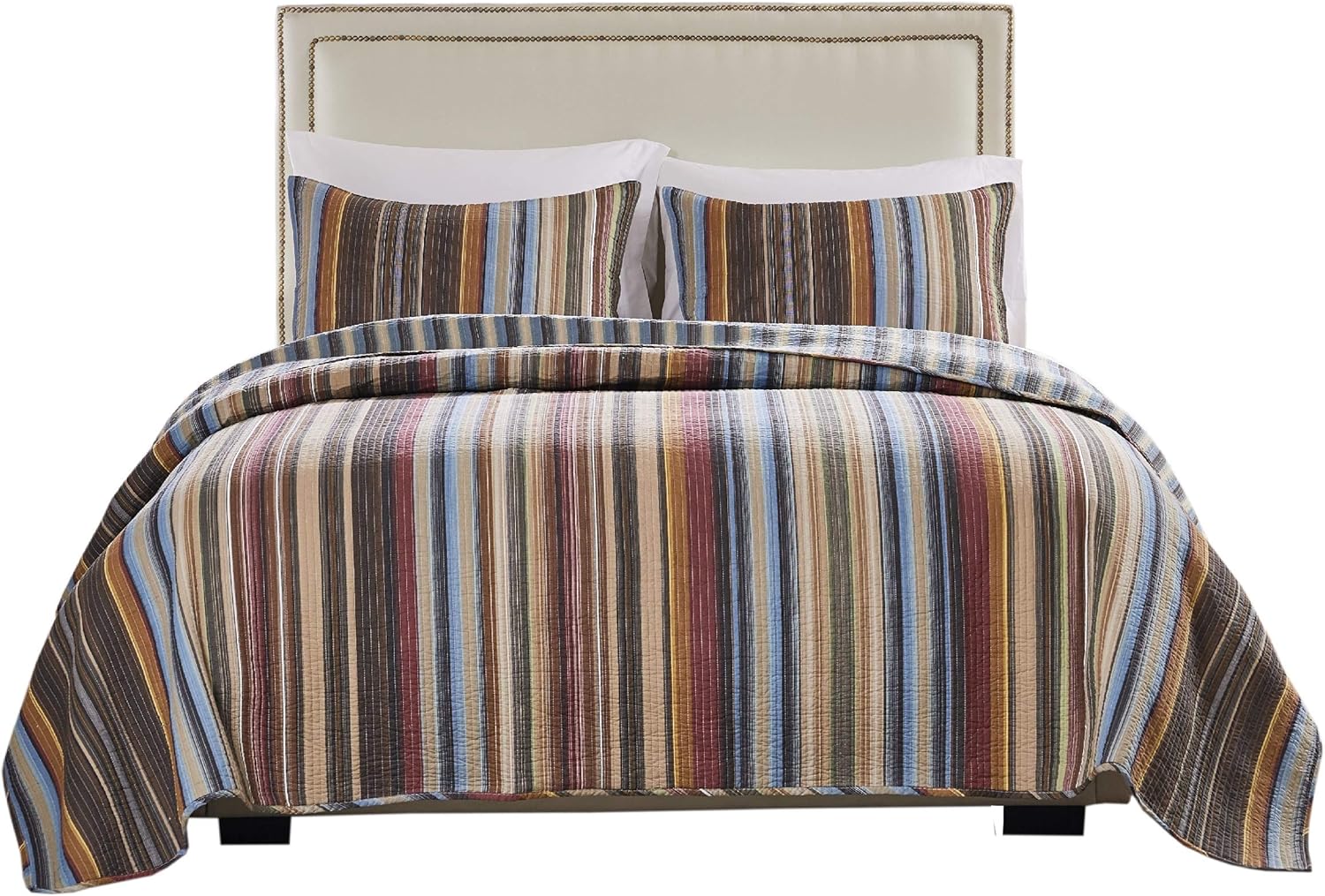 Greenland Home Barefoot Bungalow Durango Quilt Set FullQueen Natural 3-Piece