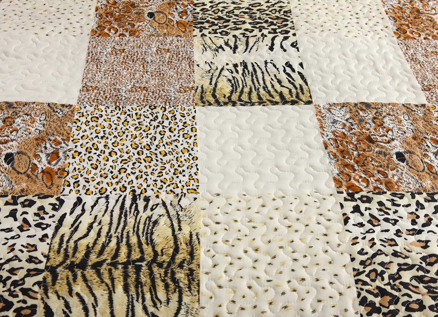 MarCielo 3 Piece Quilt Set Leopard Print Bedspread