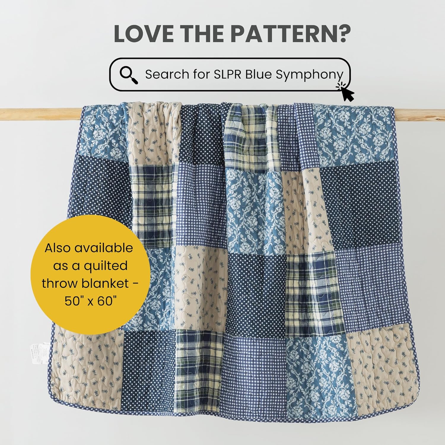 SLPR Blue Symphony Cotton Quilt Set Queen with 2 Shams