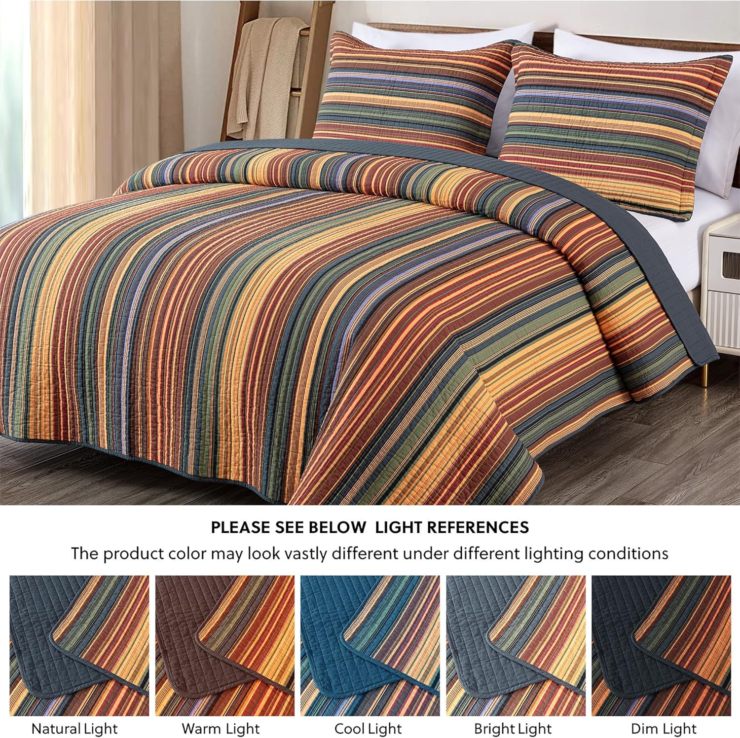Chezmoi Avery 3-Piece Cotton Quilt Set King Size