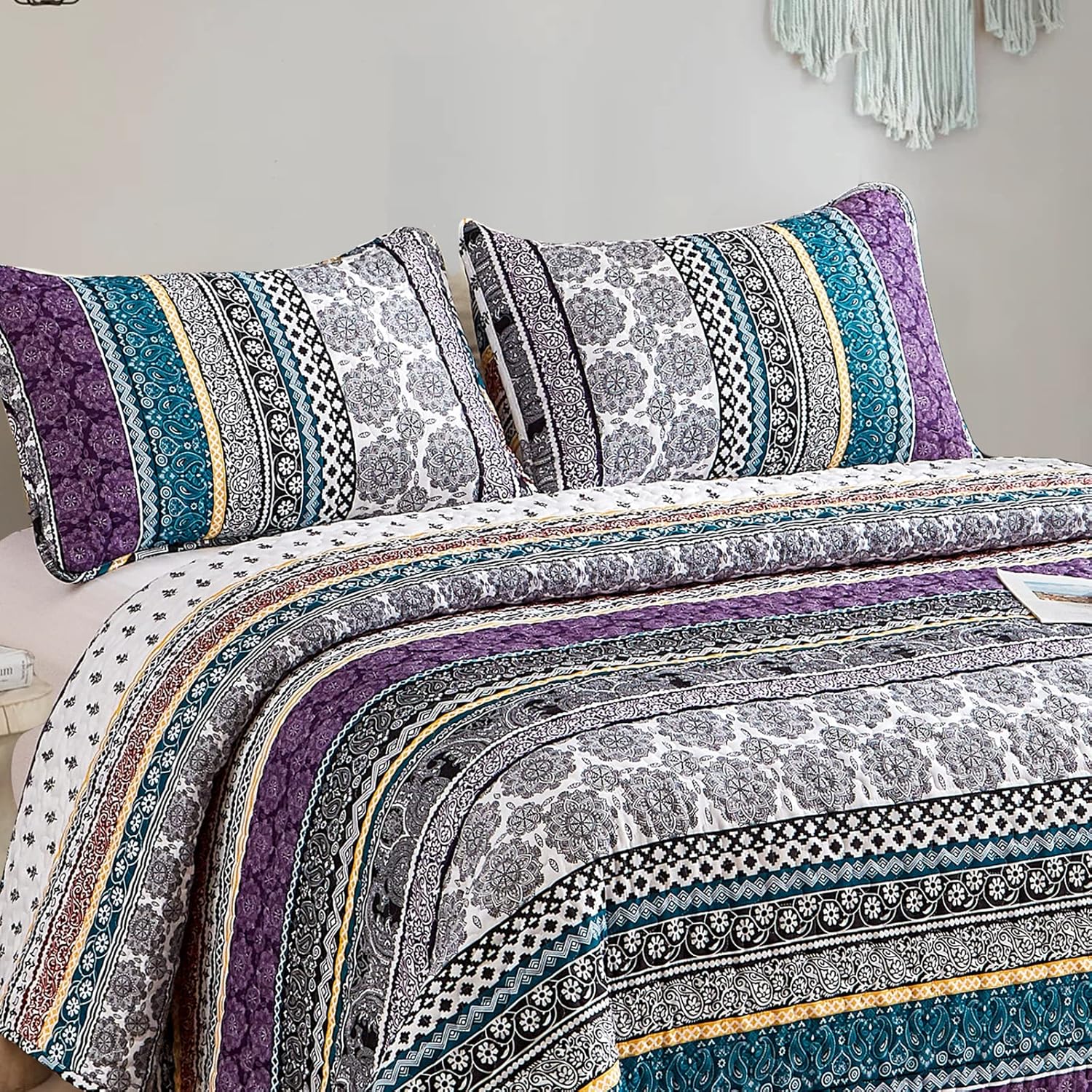 WONGS BEDDING Boho Quilt Set King Size