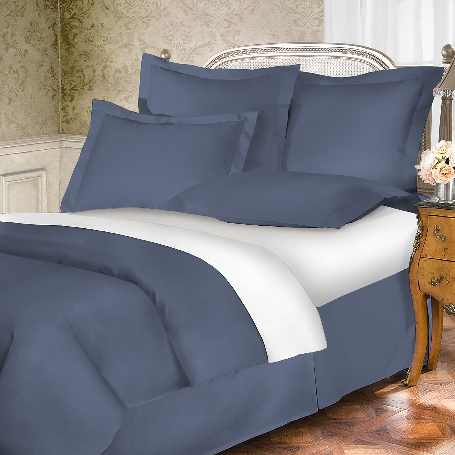 Cotton Bed Skirt Blue Jean King 18 Drop Length