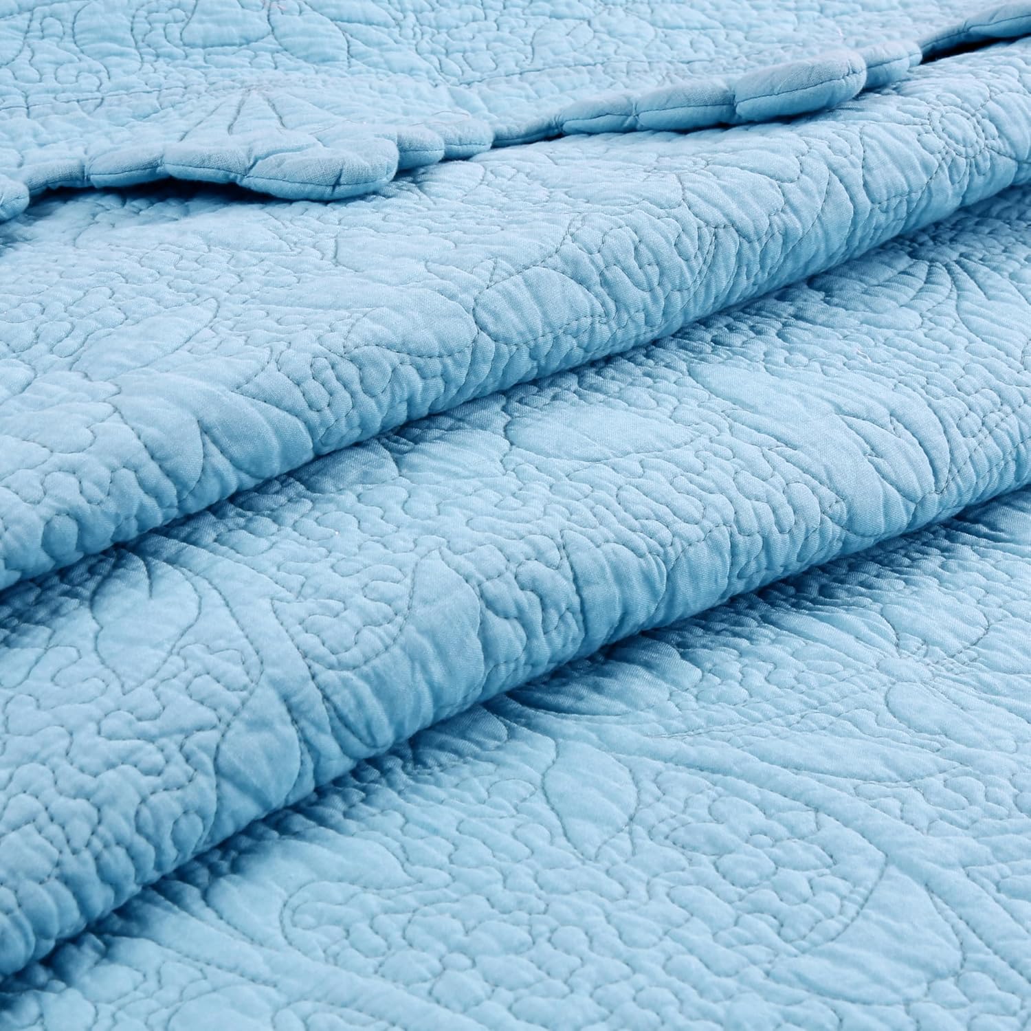 3-Pieces Embroidered Cotton Quilt Set with Decorative Border