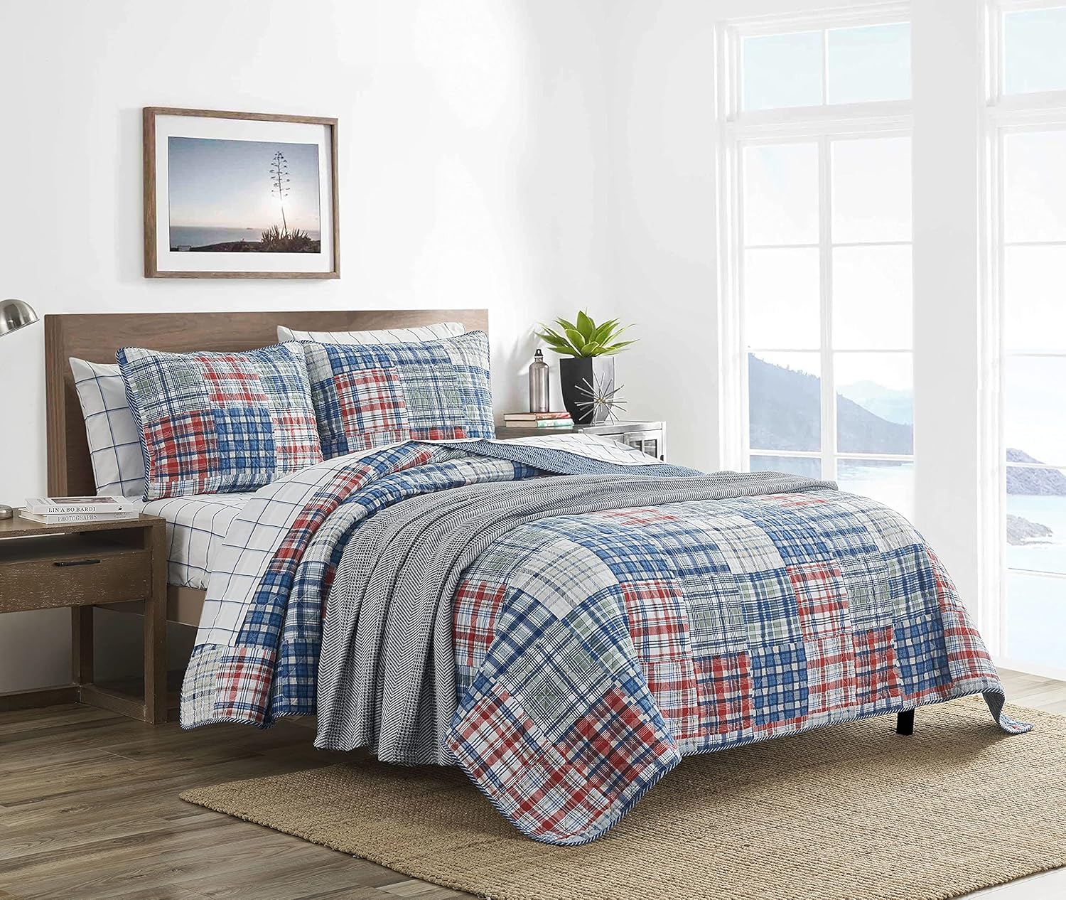 Nautica Queen Quilt Set with Reversible Design