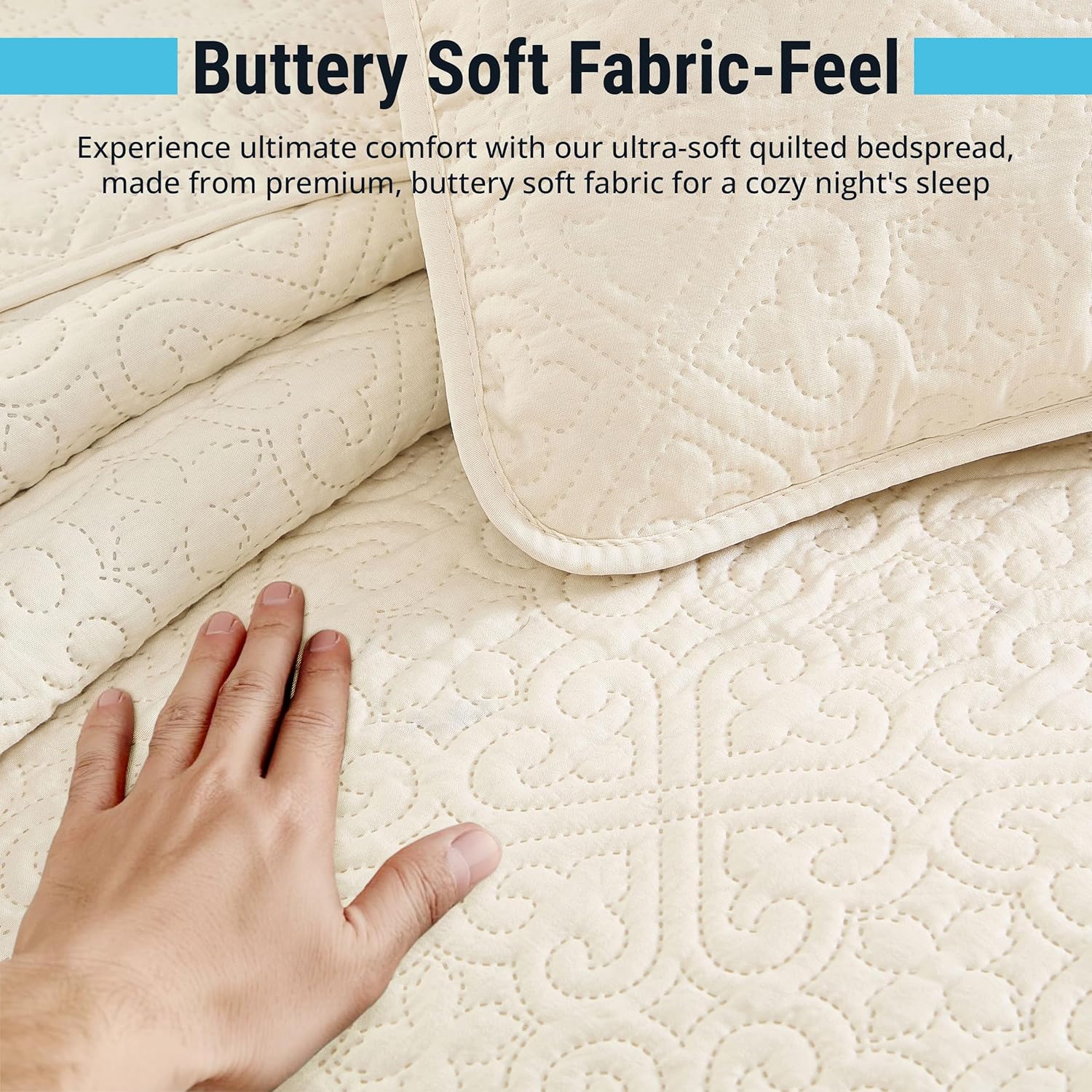 HLCME Lorenzo 3-Piece King Quilt Set Beige