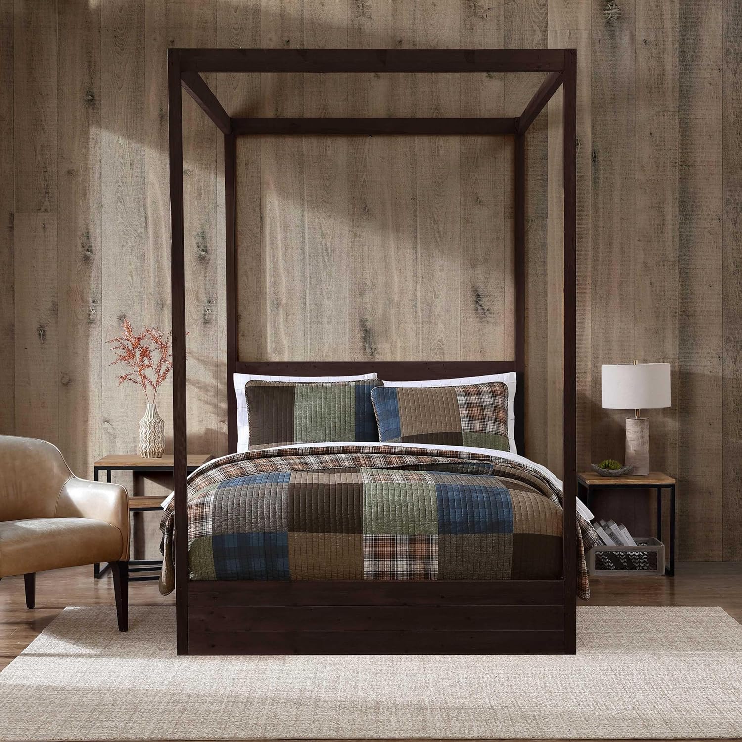 Eddie Bauer King Quilt Set - Classic Patchwork Green