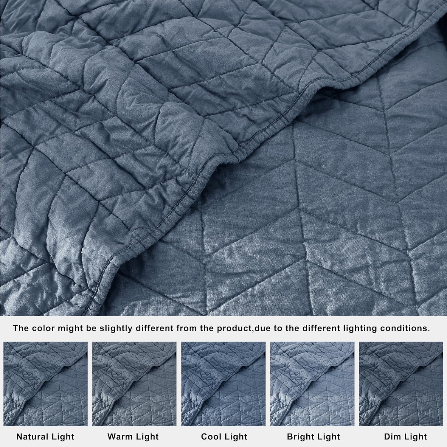 Palassio Blue Cotton Quilt Set King Size with Pillow Shams