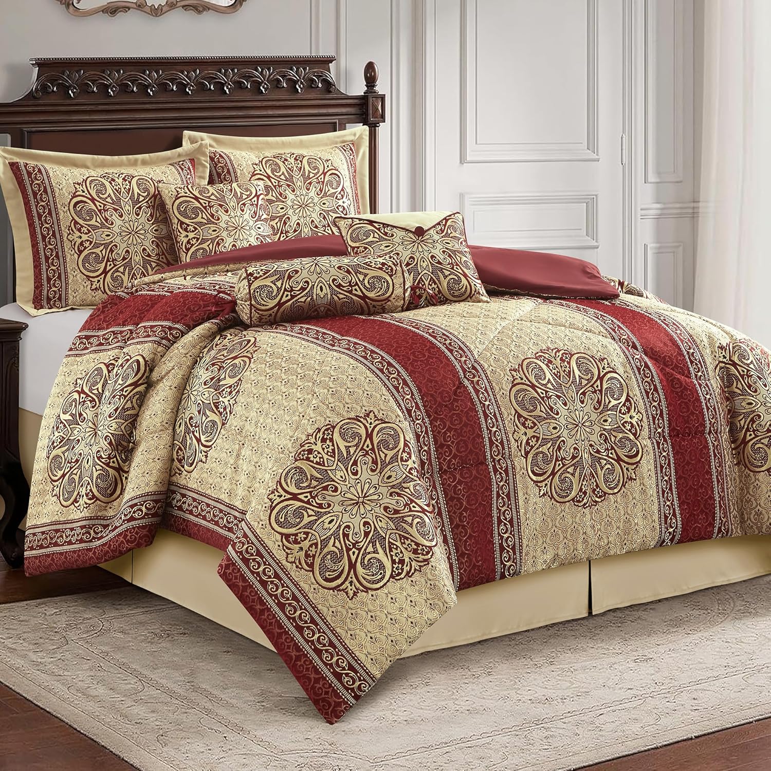 LANCO California King Comforter Set with Medallion Design