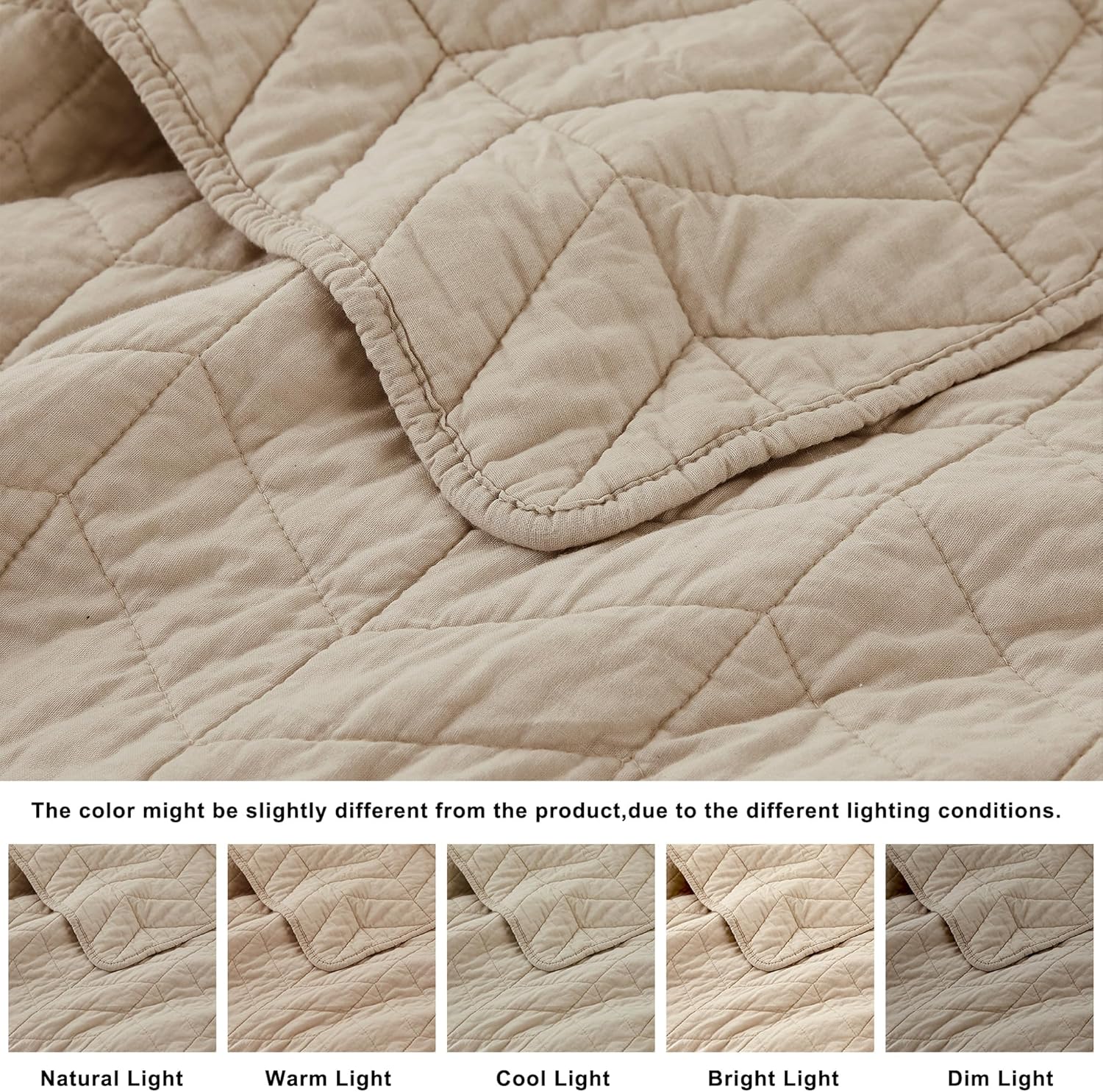 Palassio Dark Beige Cotton Quilt Set for King Size Bed