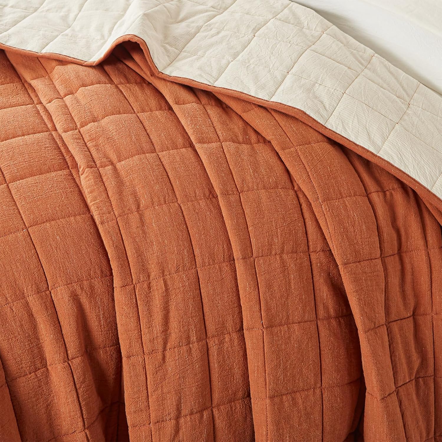 Cotton Quilt Bed Spreads 3-Piece Set Queen Burnt Orange