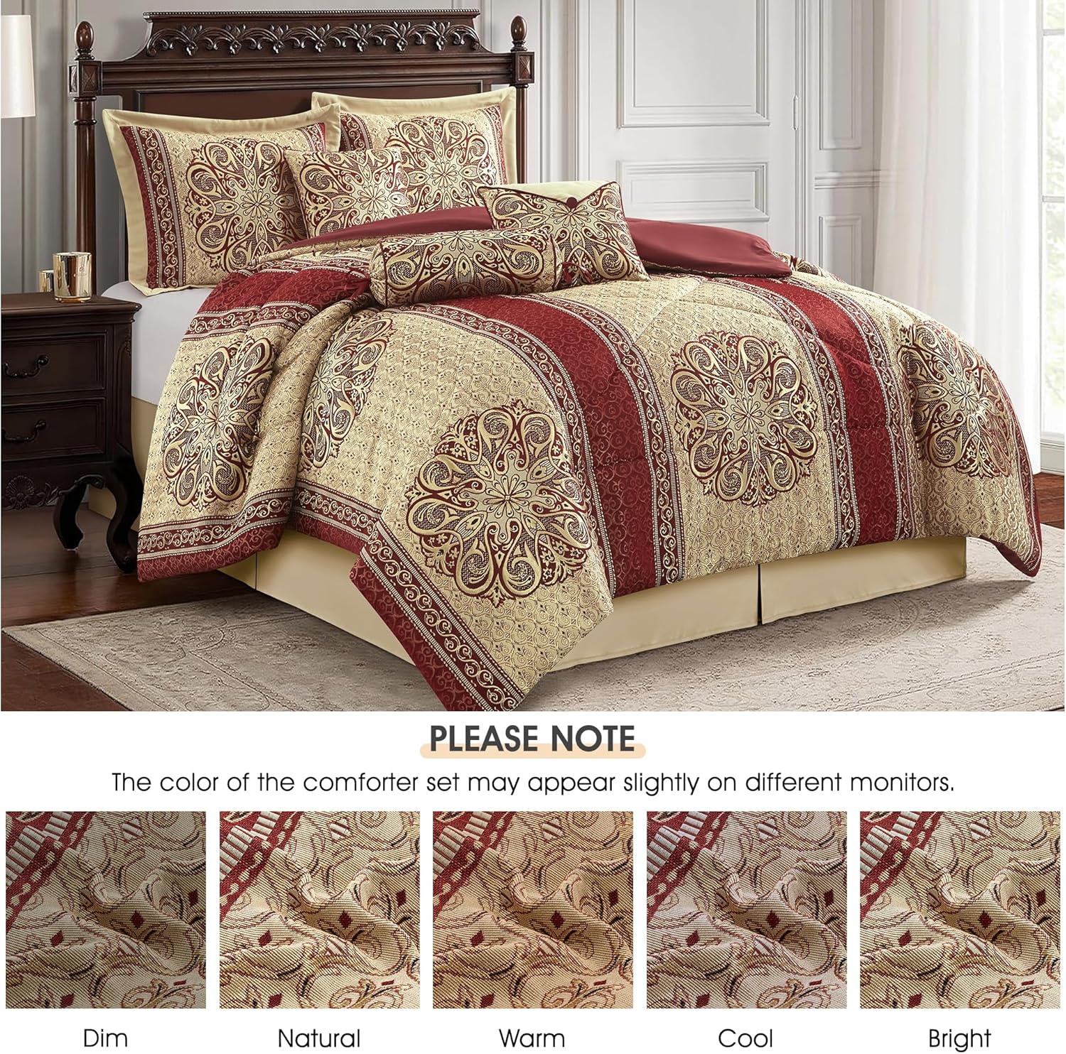 LANCO California King Comforter Set with Medallion Design