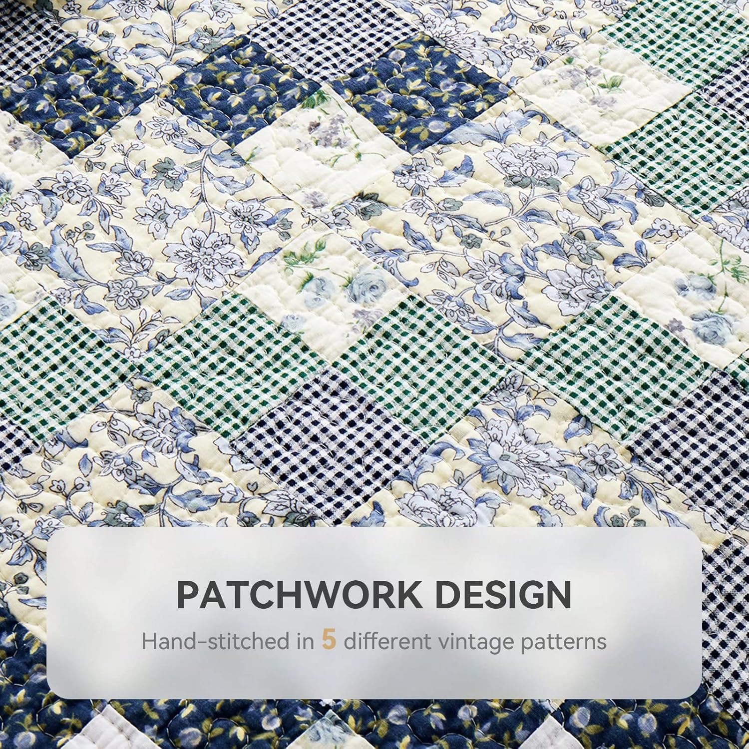 Patchwork Quilt Set - Cal King 100 Cotton Reversible Comforter