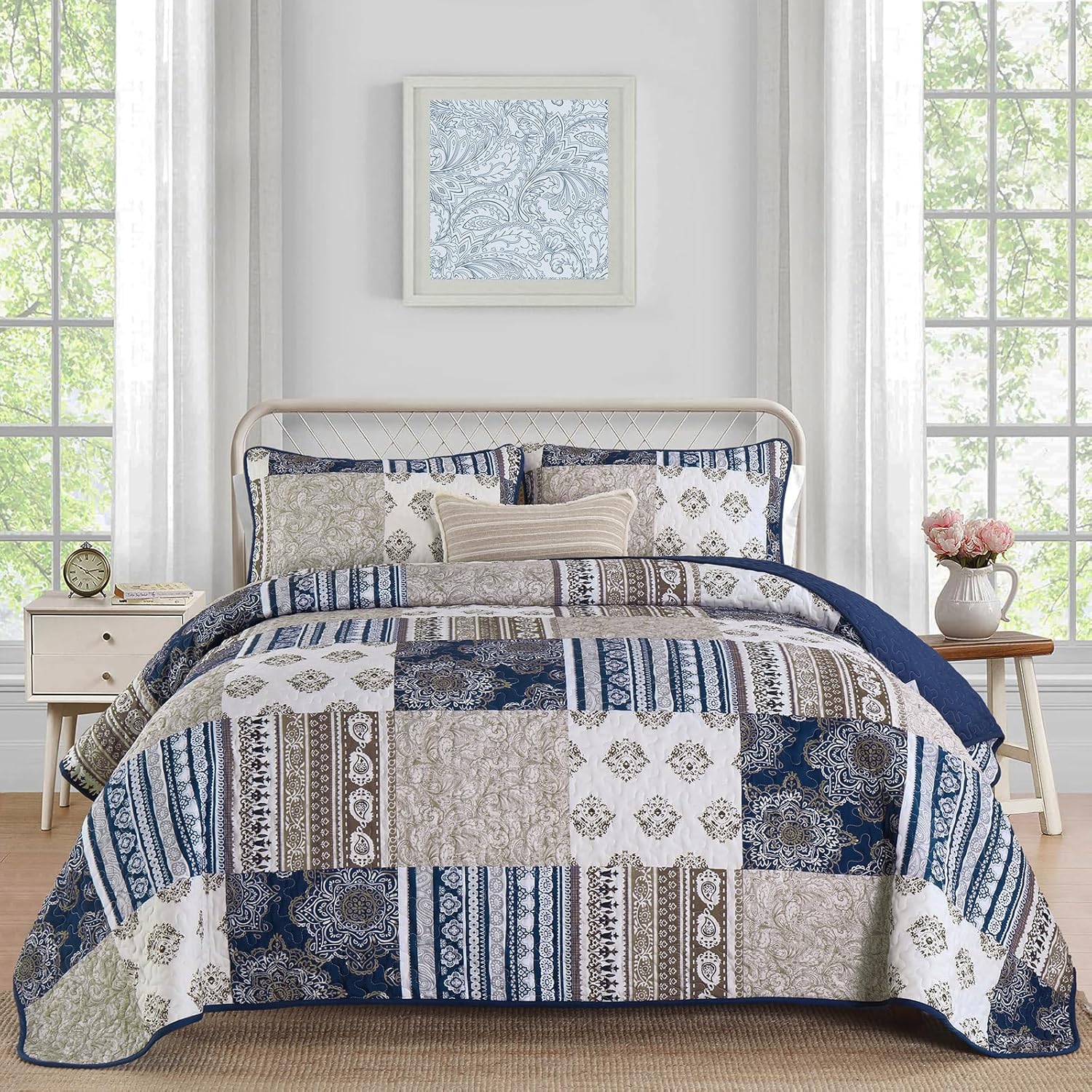 Dintszyayue Boho Quilt Set King Size 3 Piece
