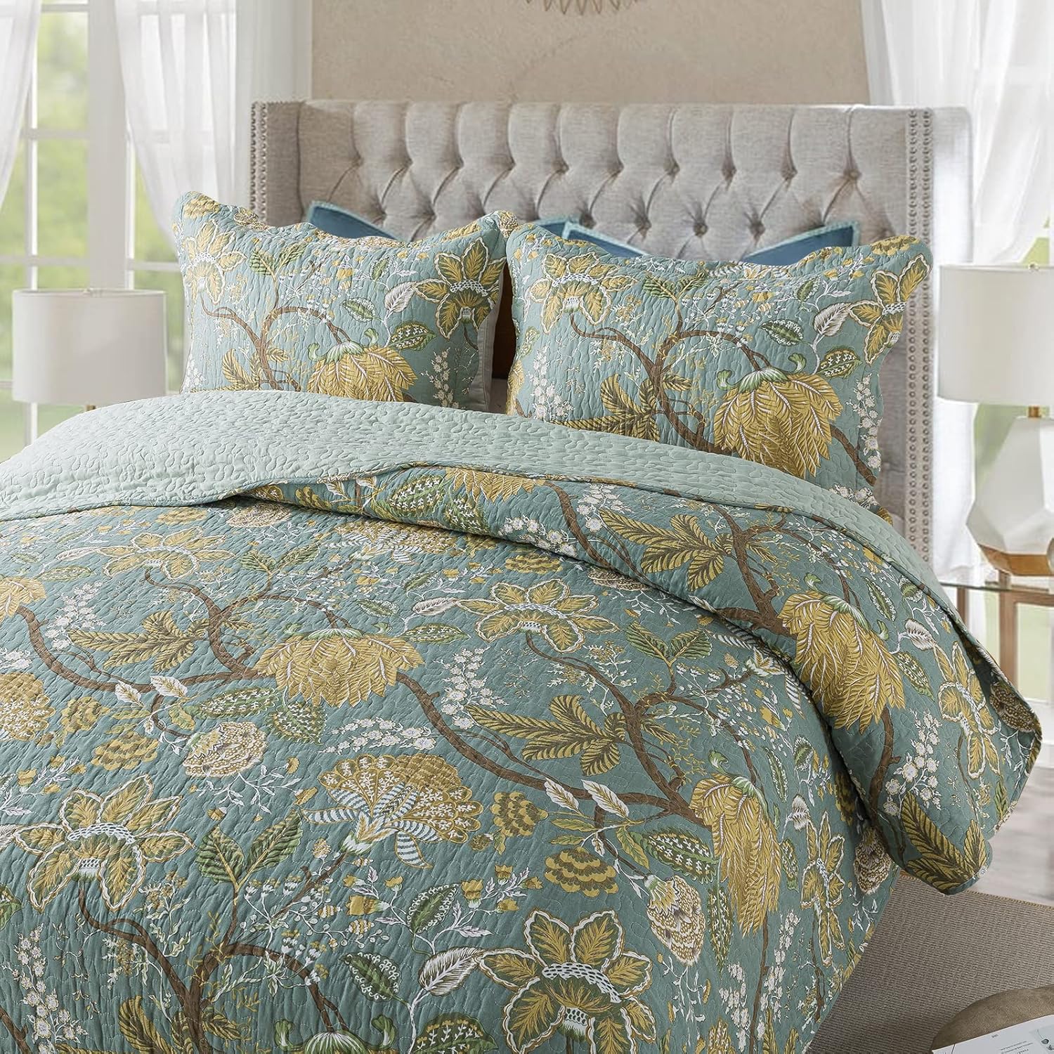 NEWLAKE Reversible Patchwork Quilt Set Queen Size