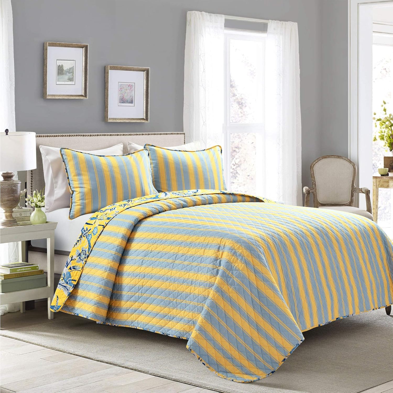 Lush Decor Dolores Reversible Cotton Quilt Set King