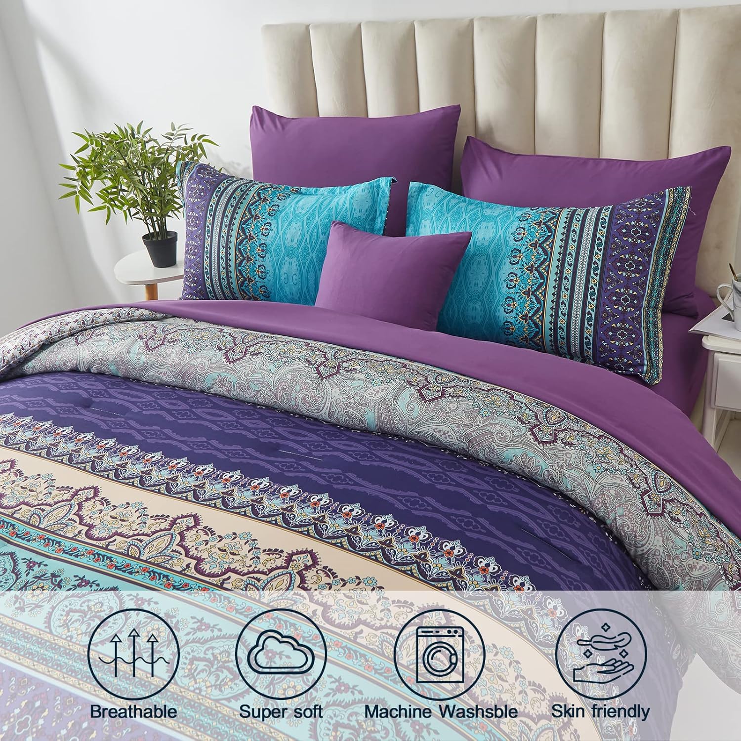 Cottolester Boho Cal King Comforter Set 8 Piece