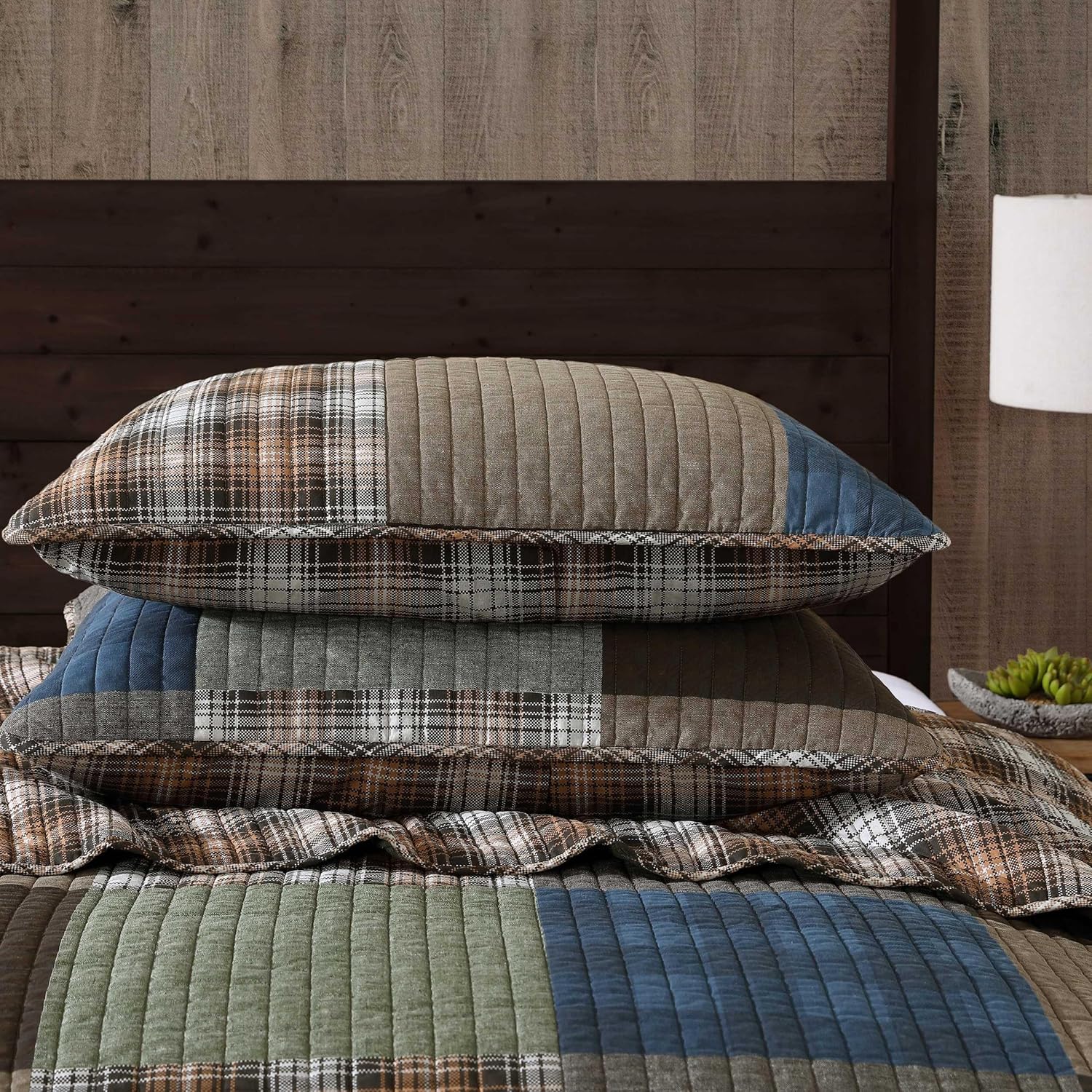 Eddie Bauer King Quilt Set - Classic Patchwork Green