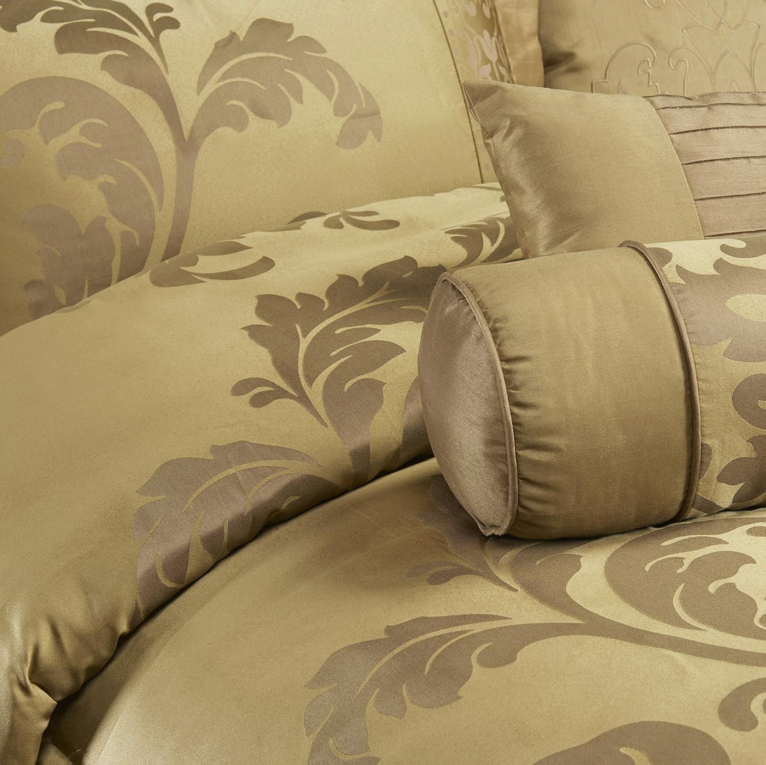 Chezmoi Collection 7-Piece Comforter Set California King Gold