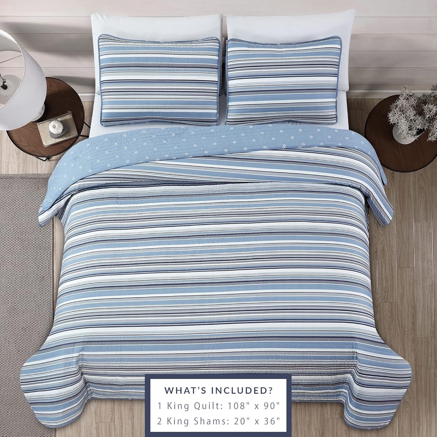 Market Place 3 Piece Reversible Quilt Set with Shams
