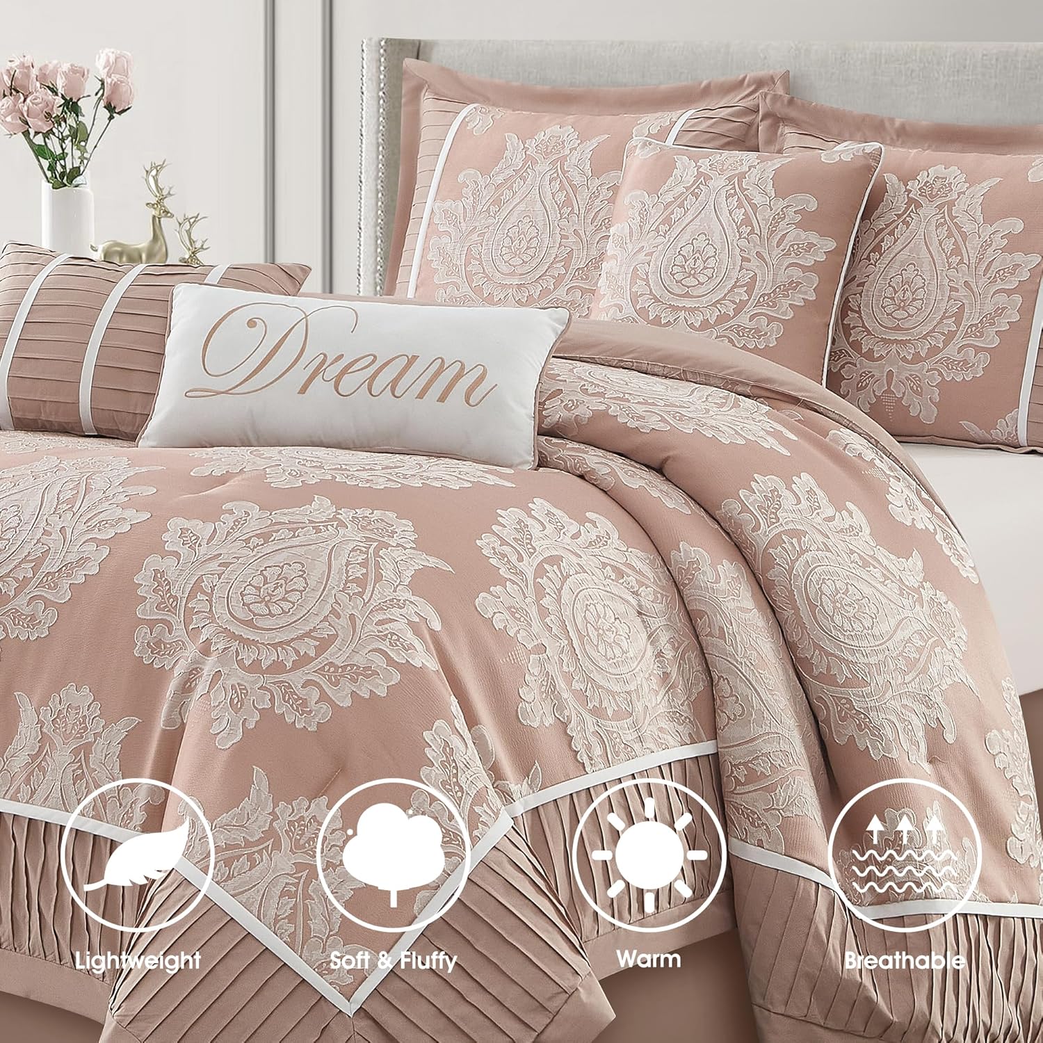 Blush California King Comforter Set 7 Pieces