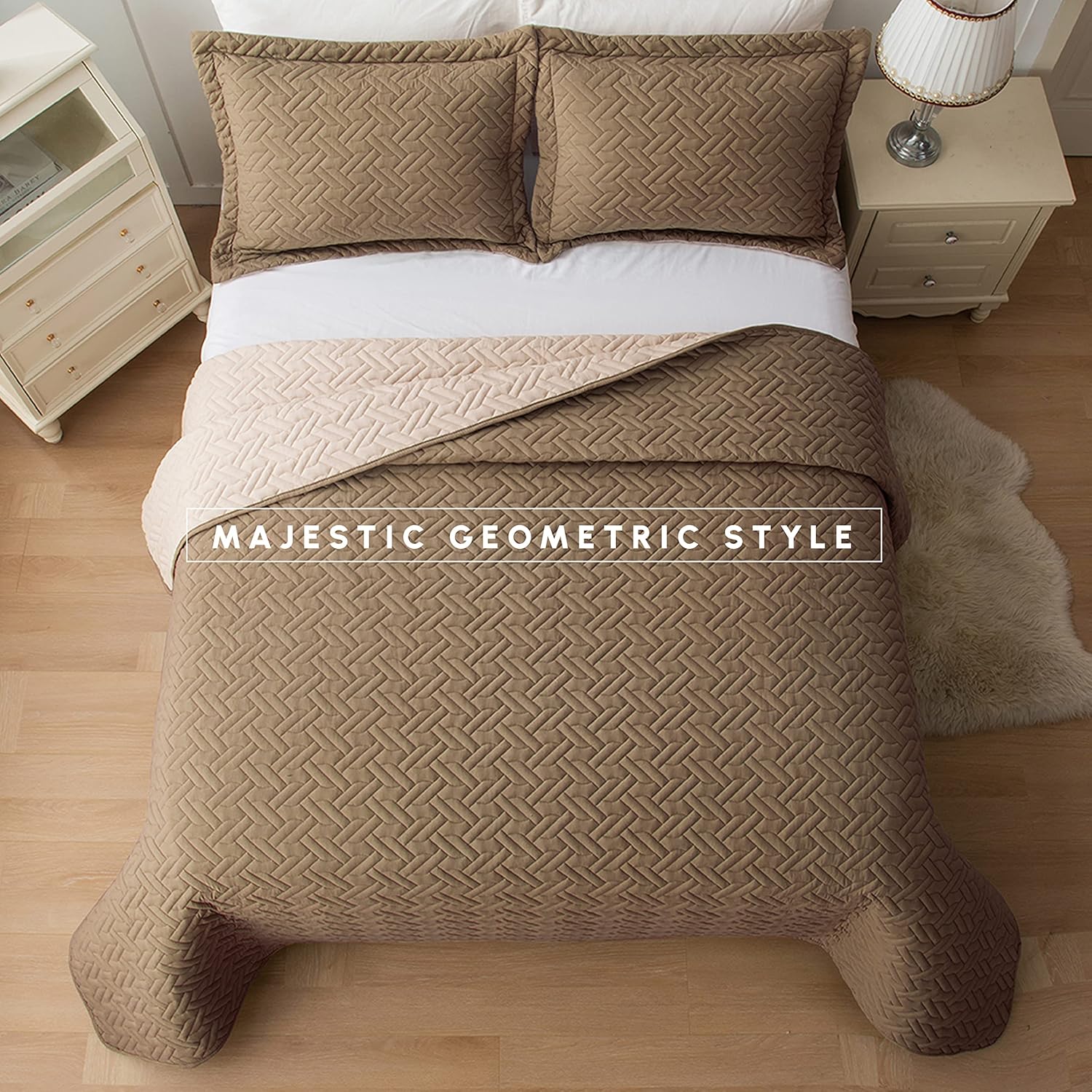 Elegant Comfort Reversible Quilt Set for California King