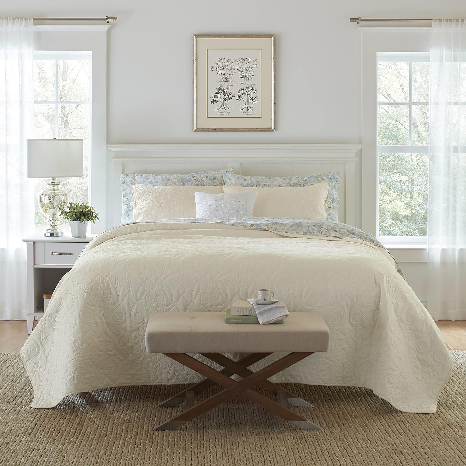 Laura Ashley Felicity Quilt Set King Ivory