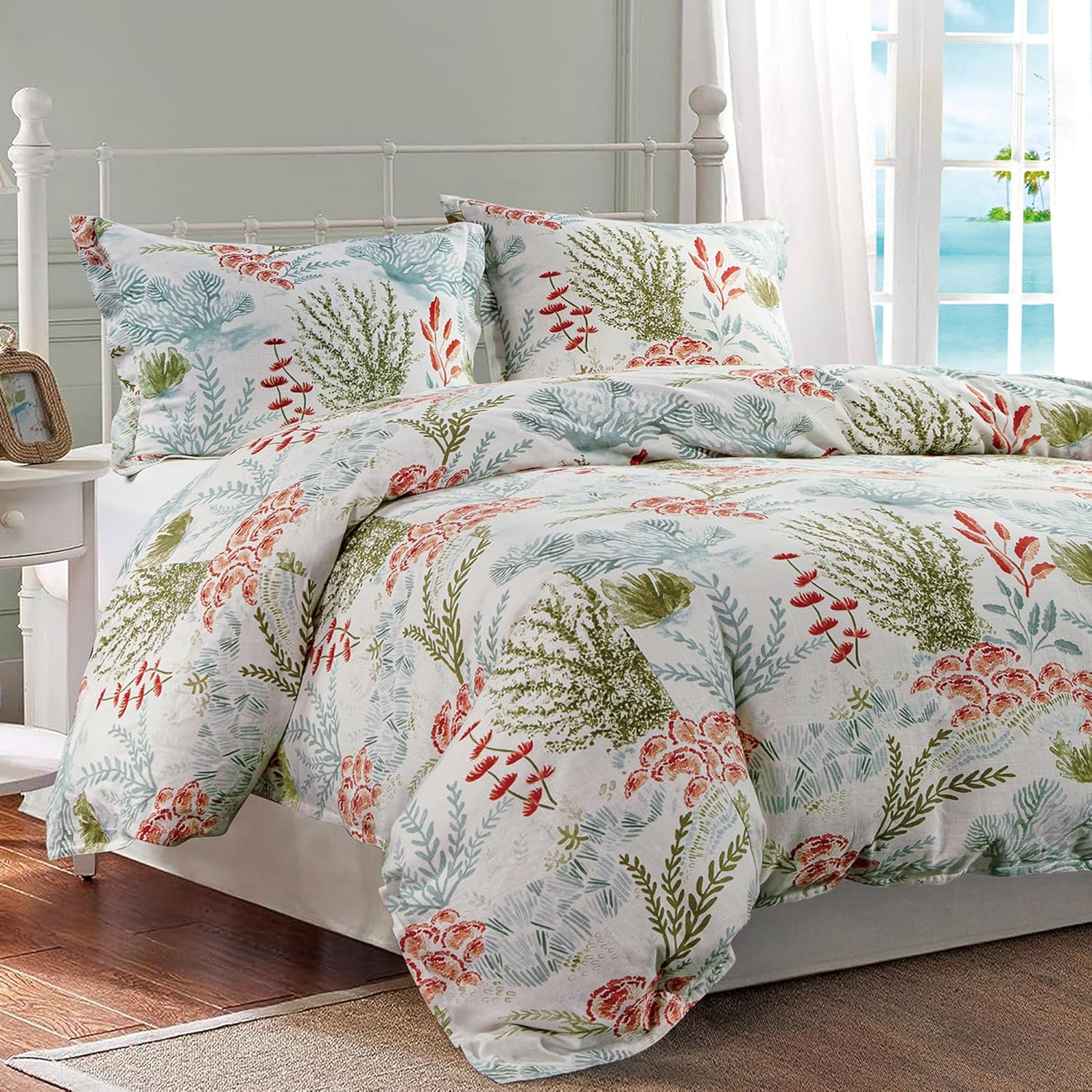 HiEnd Accents Oceania Coastal Comforter Set 3 Piece Super King