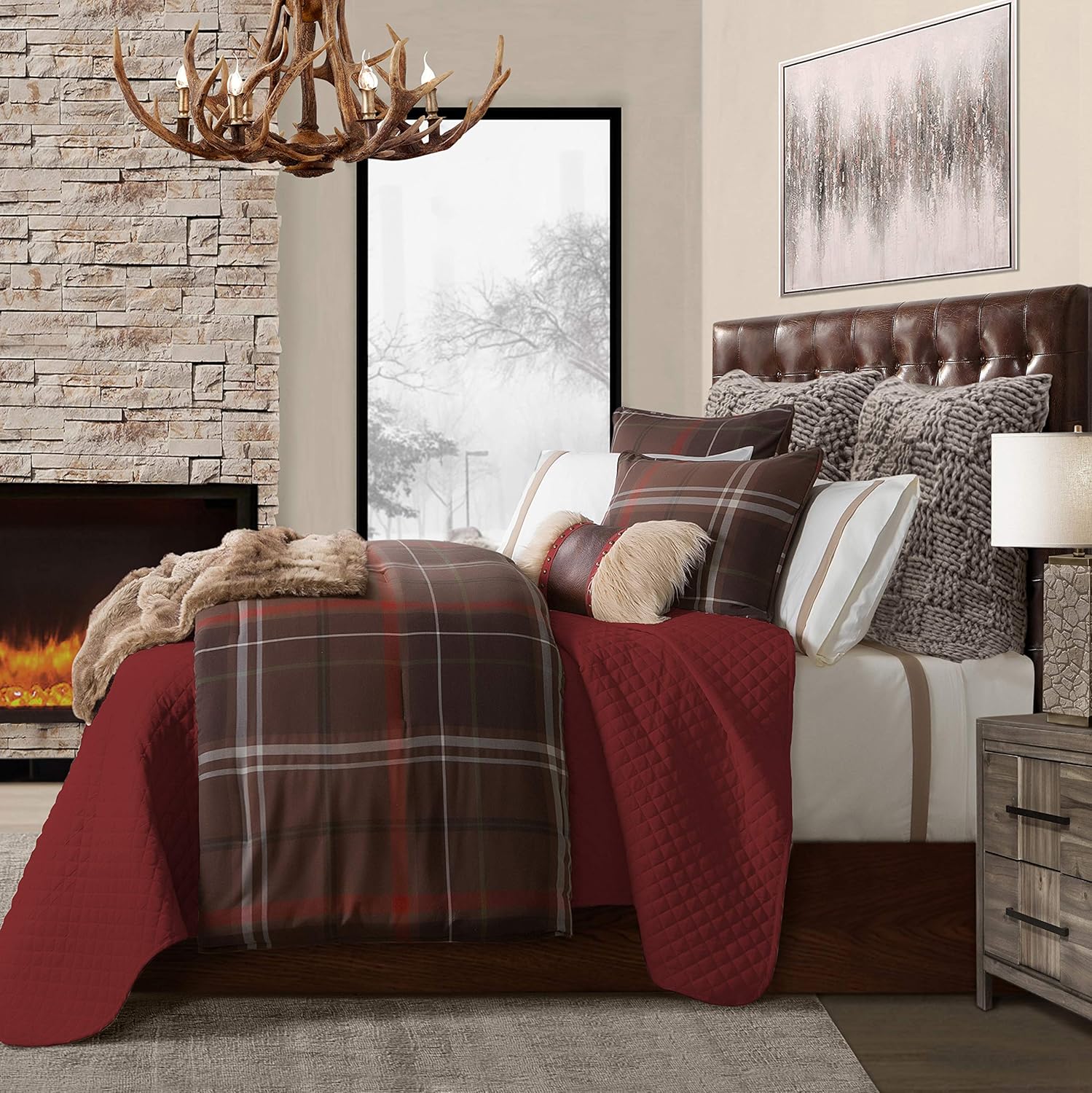 Paseo Road Jackson Rustic Plaid Super King Comforter Set