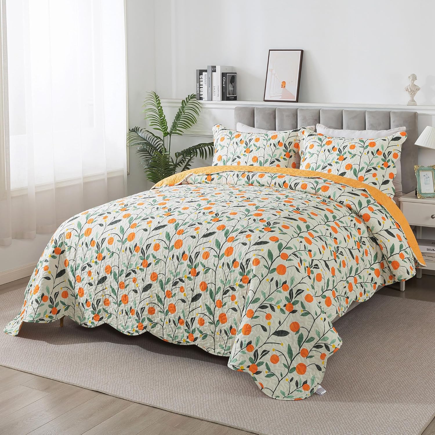 HoneiLife Floral Quilt Set King Size 3-Piece